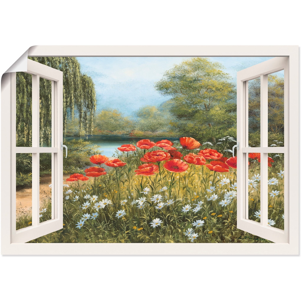 Artland Wandbild »Fensterblick Mohnwiese«, Fensterblick, (1 St.)