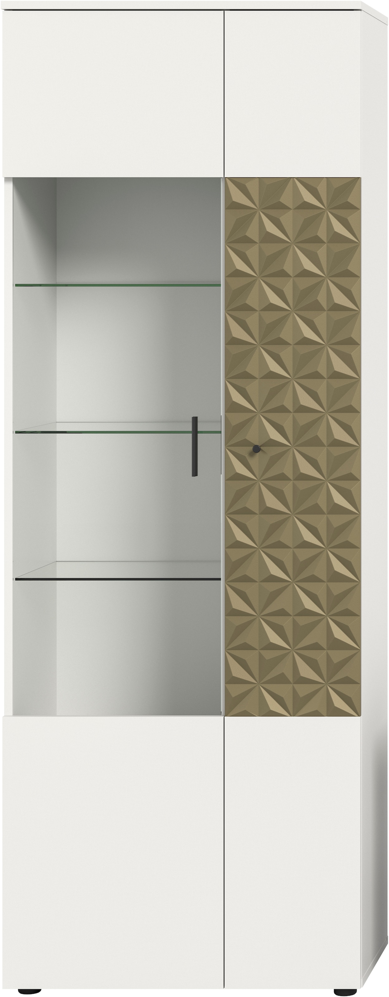 INOSIGN Vitrine »Vicenza, Höhe 195 cm, Ornamentabsetzung, 2 Türen, 9 Fächer«, 3 Glaseinlegeböden, Vitrinenschrank, Schrank, Hochschrank, Wohnschrank