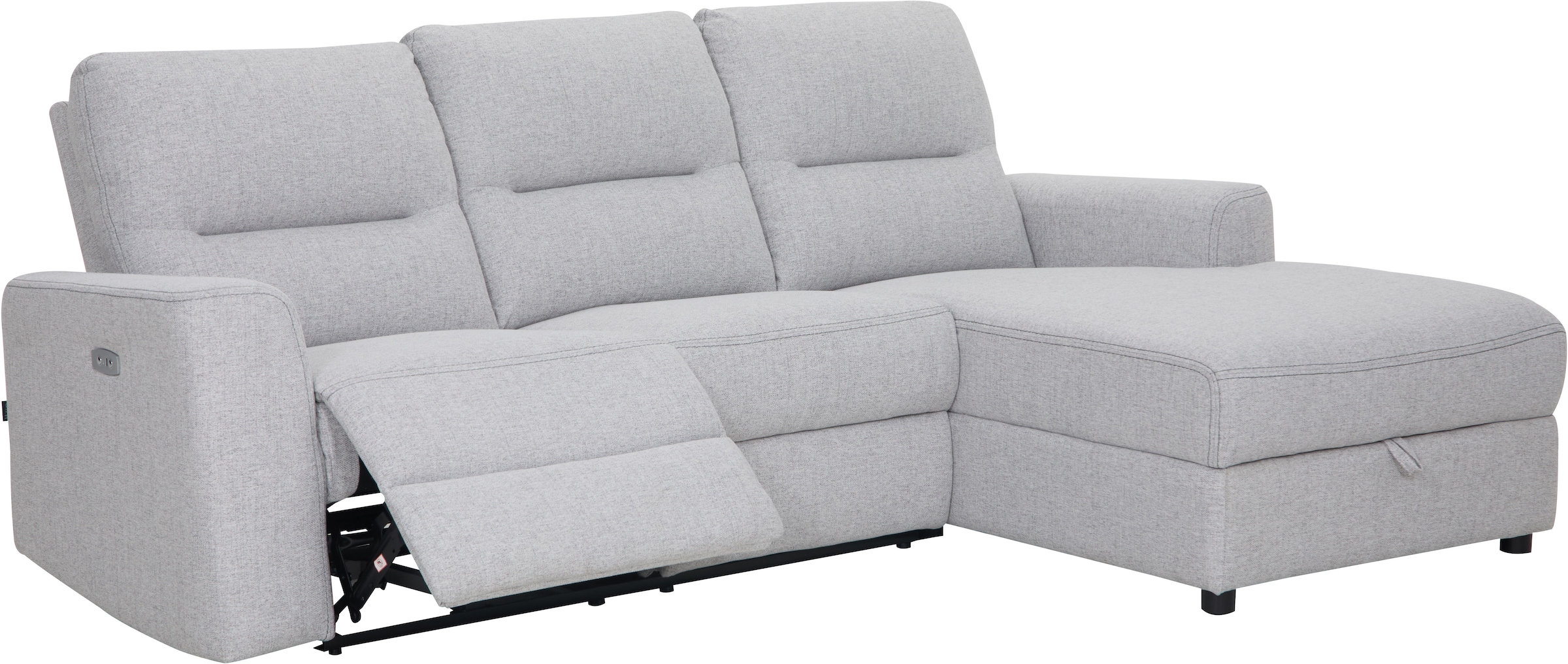 Home affaire Ecksofa »VENOIR, L-Form, 250 cm, manuelle u. elektrische Funktion (m. USB A/C)«, Stauraum unter der Recamiere, 2. Staufach, Federkern