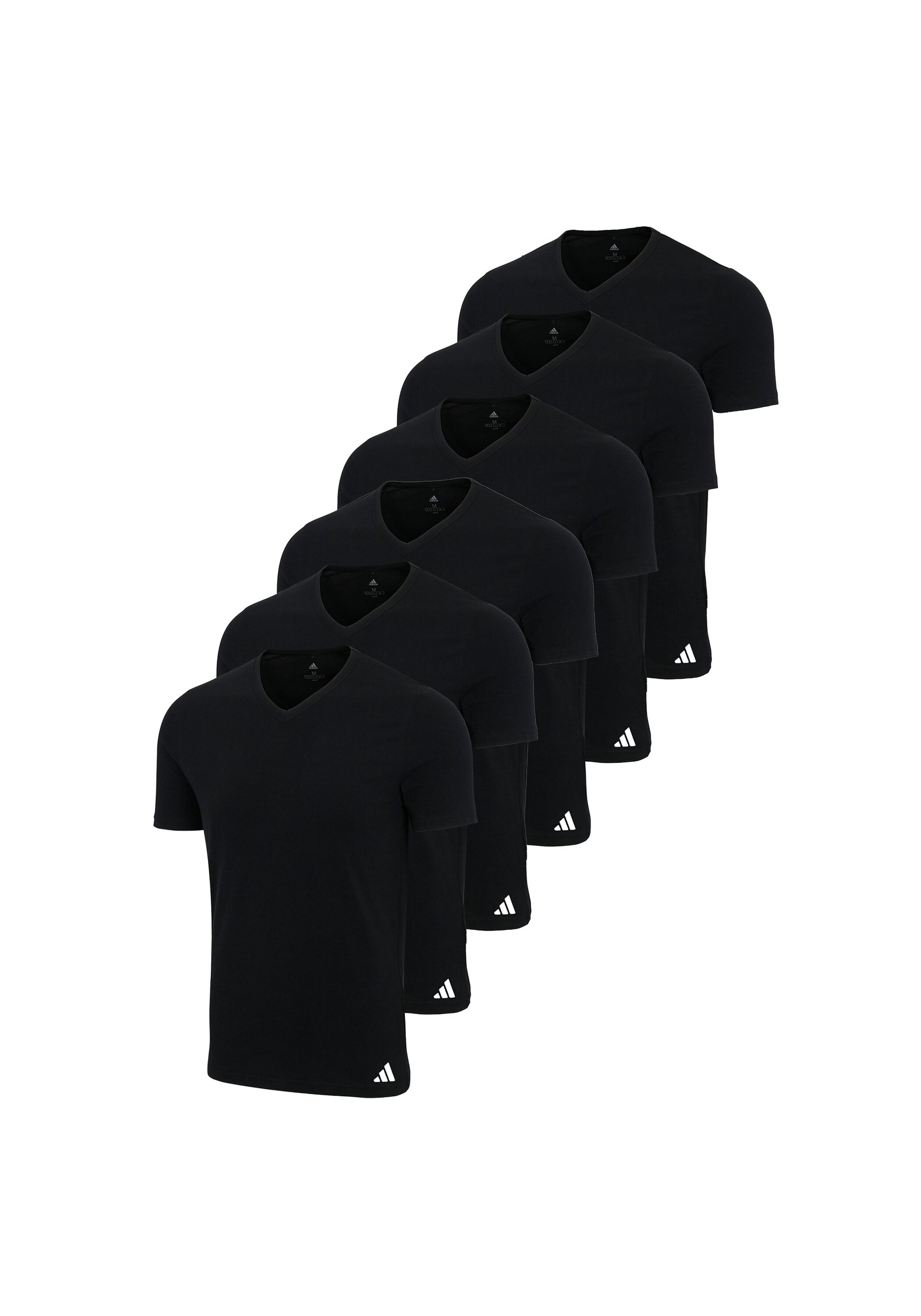 Herren T-Shirt "T-Shirt V-Neck Shirt, Active Core Cotton 6PK 6er Pack", schwarz, Gr. XXL, ADIDAS ORIGINALS, Obermaterial: 100% Baumwolle CO., Shirts