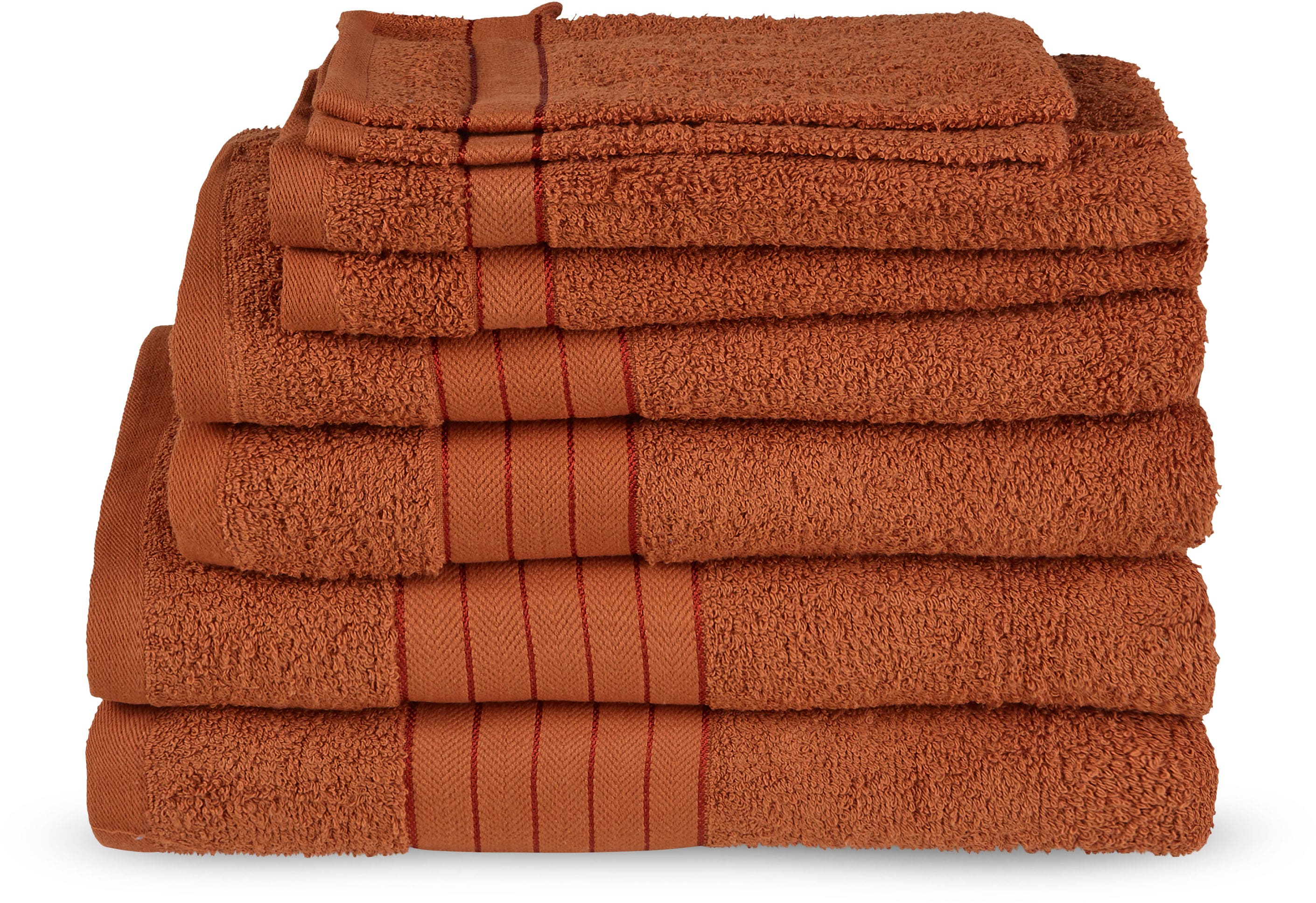 Handtuch Set GOOD MORNING, orange, Frottee, Obermaterial: 100% Baumwolle, Handtücher, "Uni", Baumwolle, Walkfrottee, Bordüre, 500 GSM, Einfarbig,