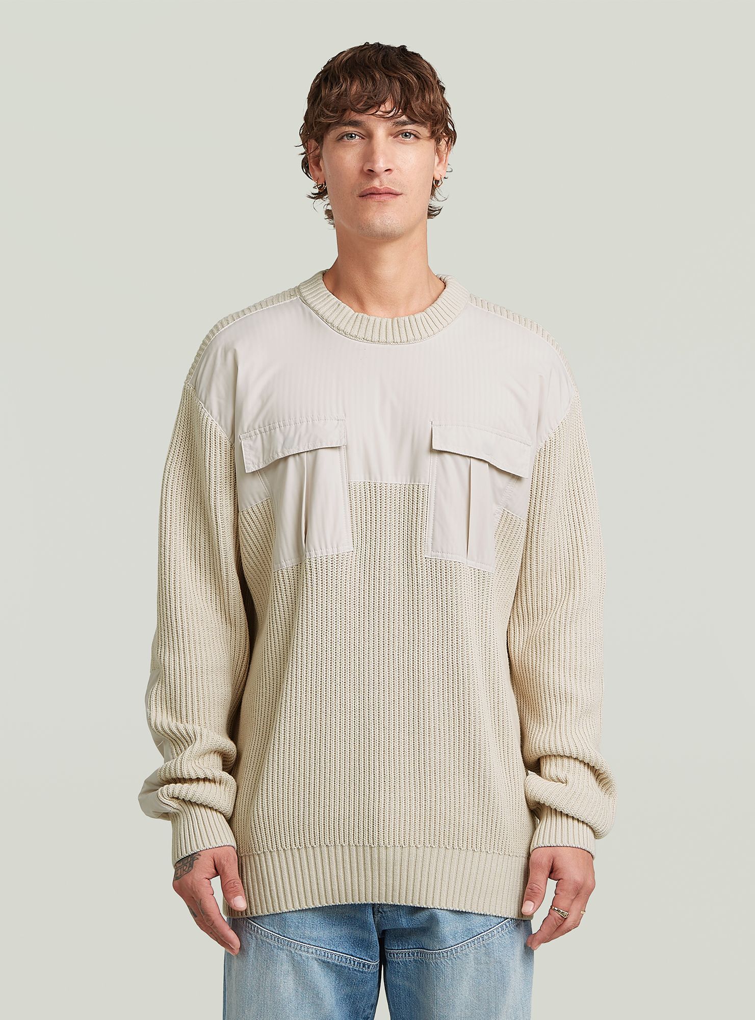 G-STAR "Woven Mix Knit Pullover"