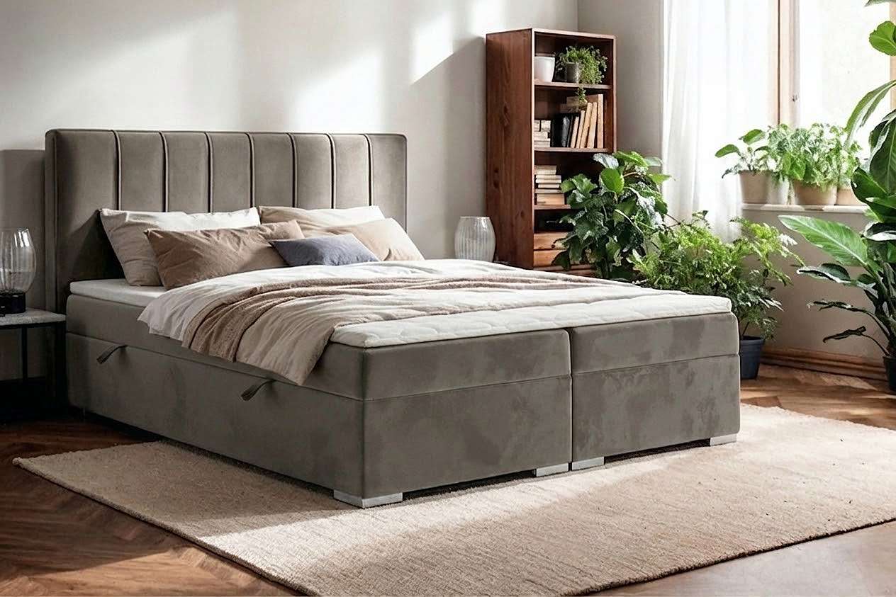 Home affaire Boxbett "GALLIPOL mit Bettkästen, Matratze und Topper, Breite 140/160/180/200cm" Doppelbet mit Kopfteil, Stauraumbett mit Bonnell- oder Taschenfederkernmatratze (H2, H3)
