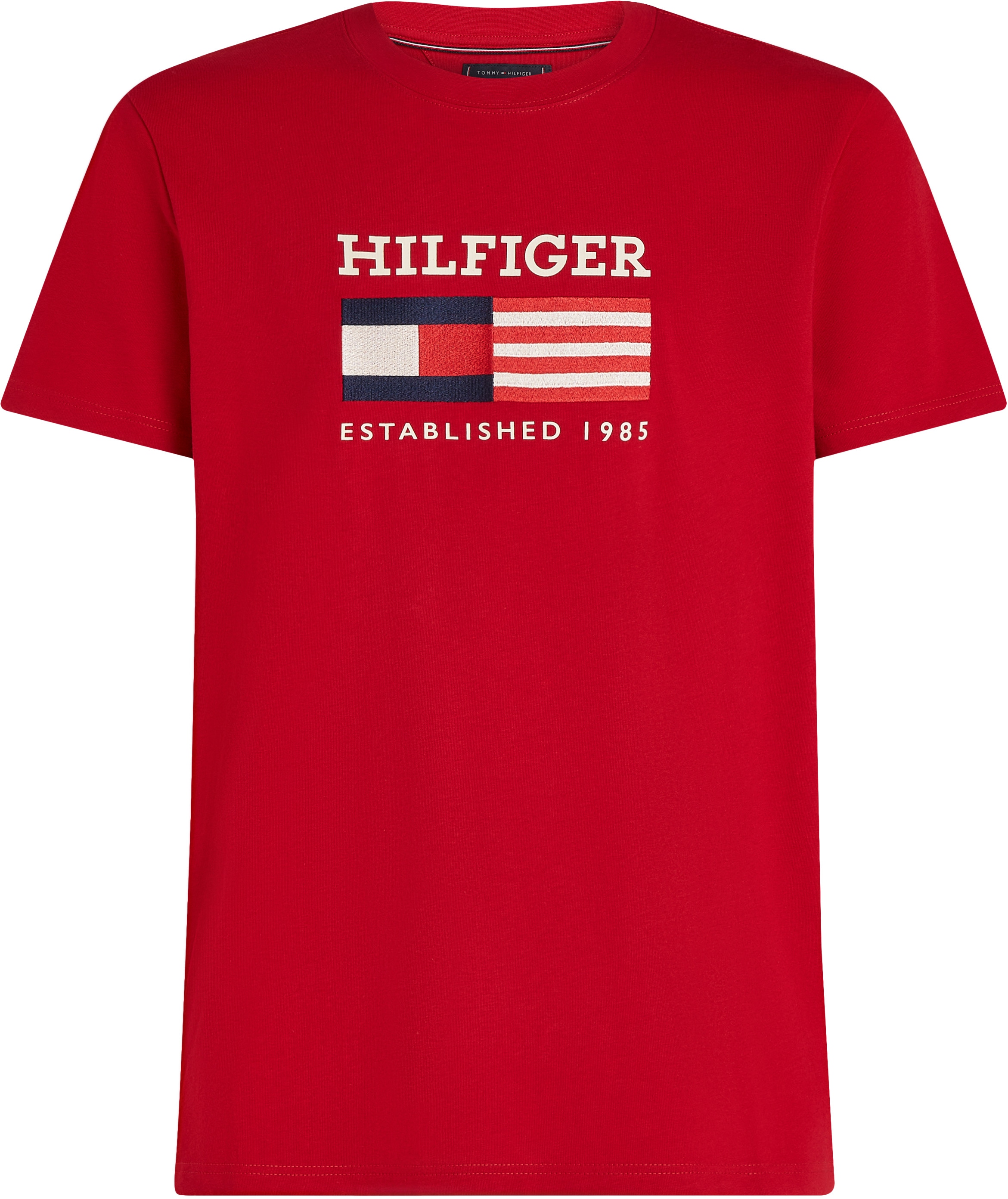 Tommy Hilfiger T-Shirt »AMERICANA MONOTYPE FLAG BOX TEE«, Mit markanter Stickerei