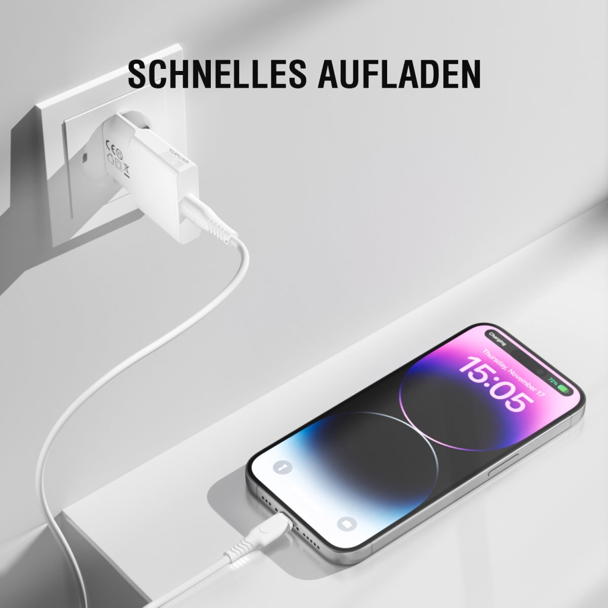 4smarts Schnelllade-Gerät »PDPlug Slim 20W GaN 1x USB-C + USB-C Kabel 1,5 m«