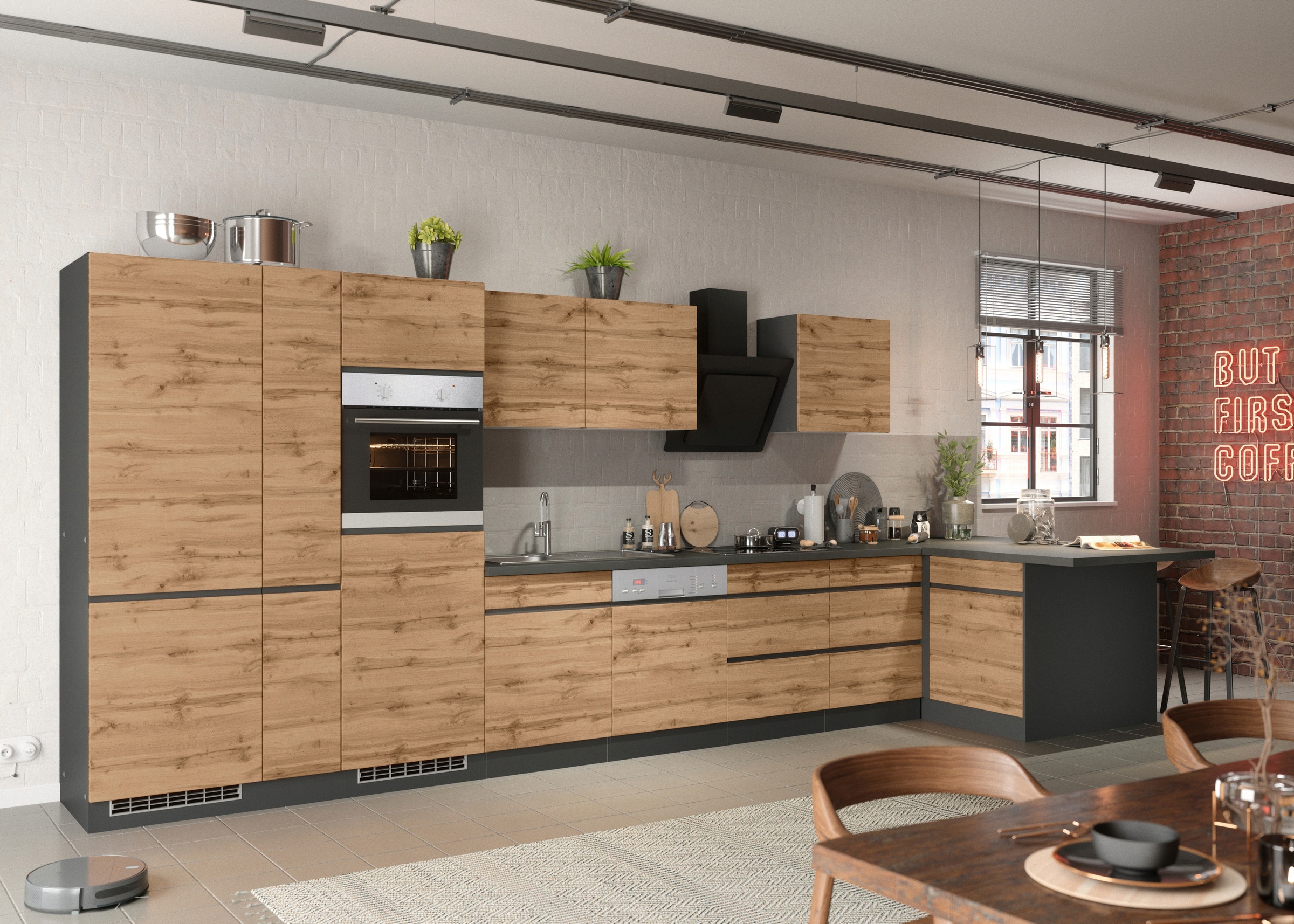 KOCHSTATION Winkelküche »KS-Riesa«, Stellbreite 490/153 cm, ohne E-Geräte