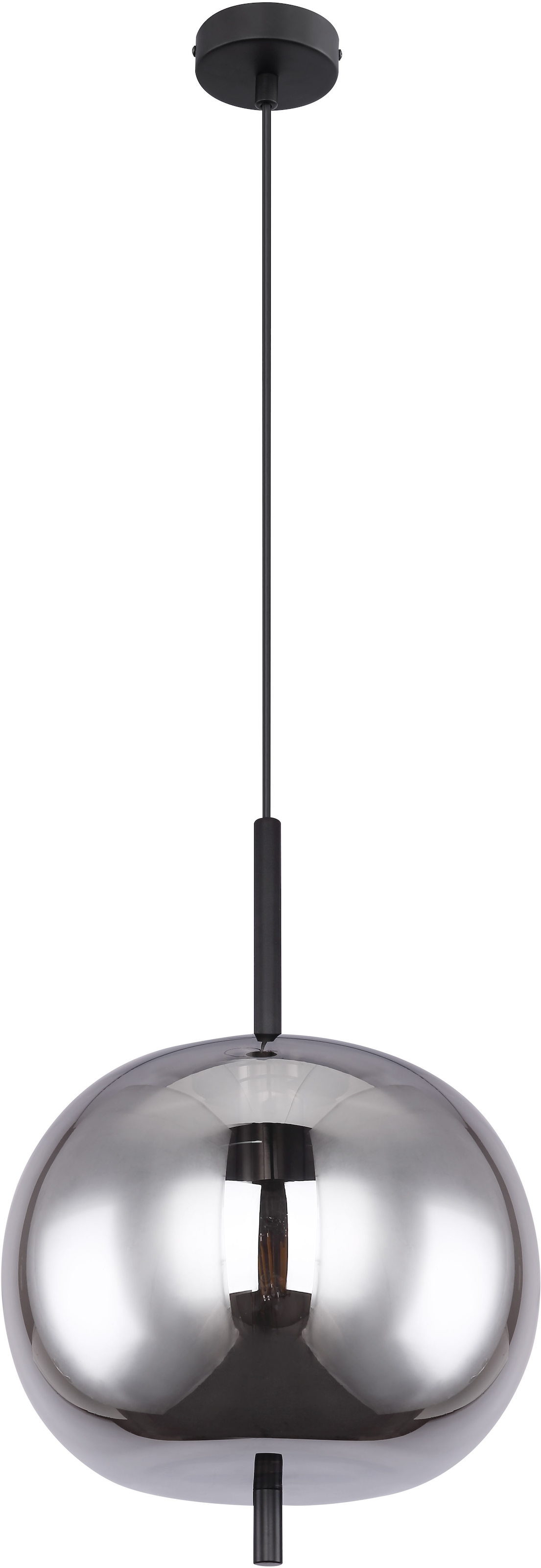 GLOBO LIGHTING Hängeleuchte »BLACKY«, Leuchtmittel E27 | ohne Leuchtmittel, Hängelampe/Pendelleuchte/Glas rauchfarben/Höhe kürzbar/Esstisch