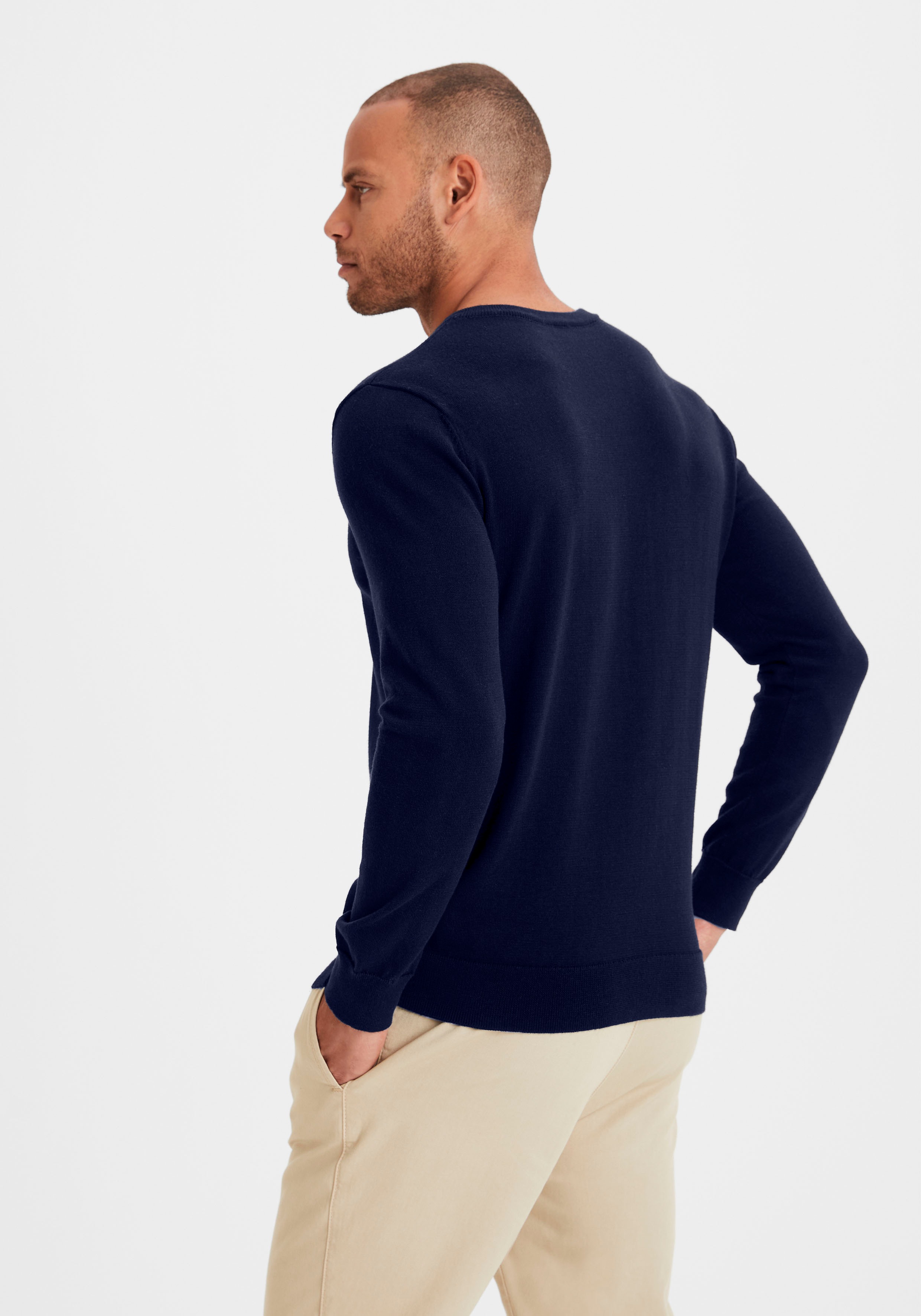Thumbnail - H.I.S Strickpullover, mit V-Ausschnitt, Pullover aus Feinstrick, Baumwollmischung