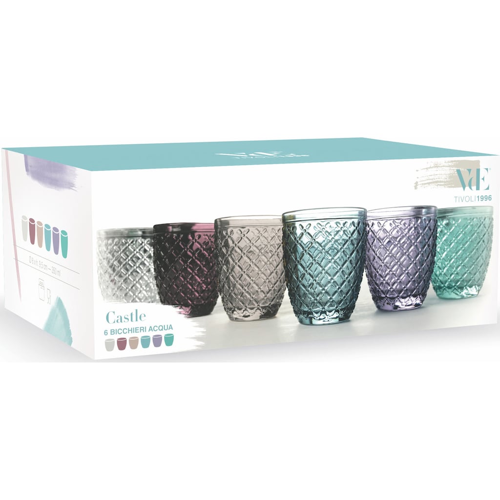 Villa d'Este Gläser-Set »Castle«, (Set, 6 tlg.), Wassergläser-Set, 6-teilig, Inhalt 350 ml