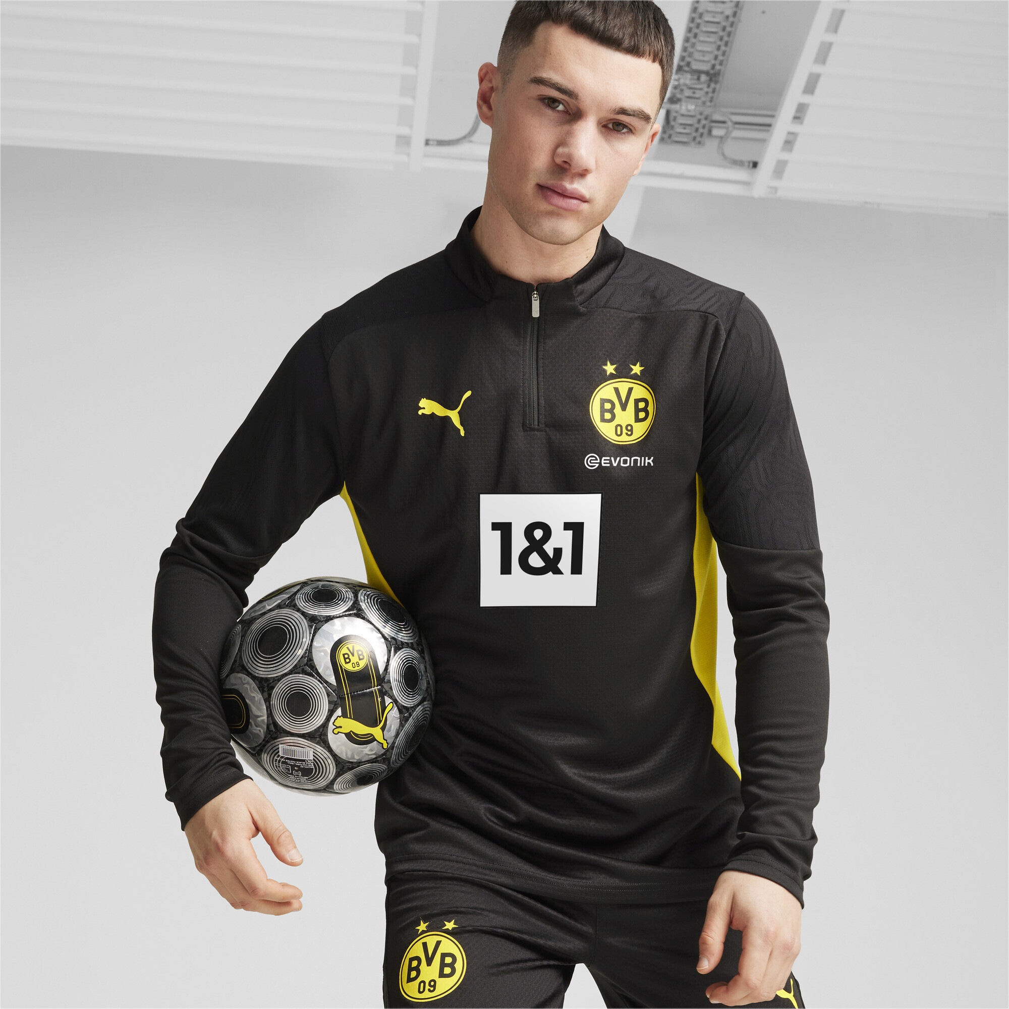 PUMA T-Shirt »Borussia Dortmund Trainingstop mit viertellangem Reißverschluss«