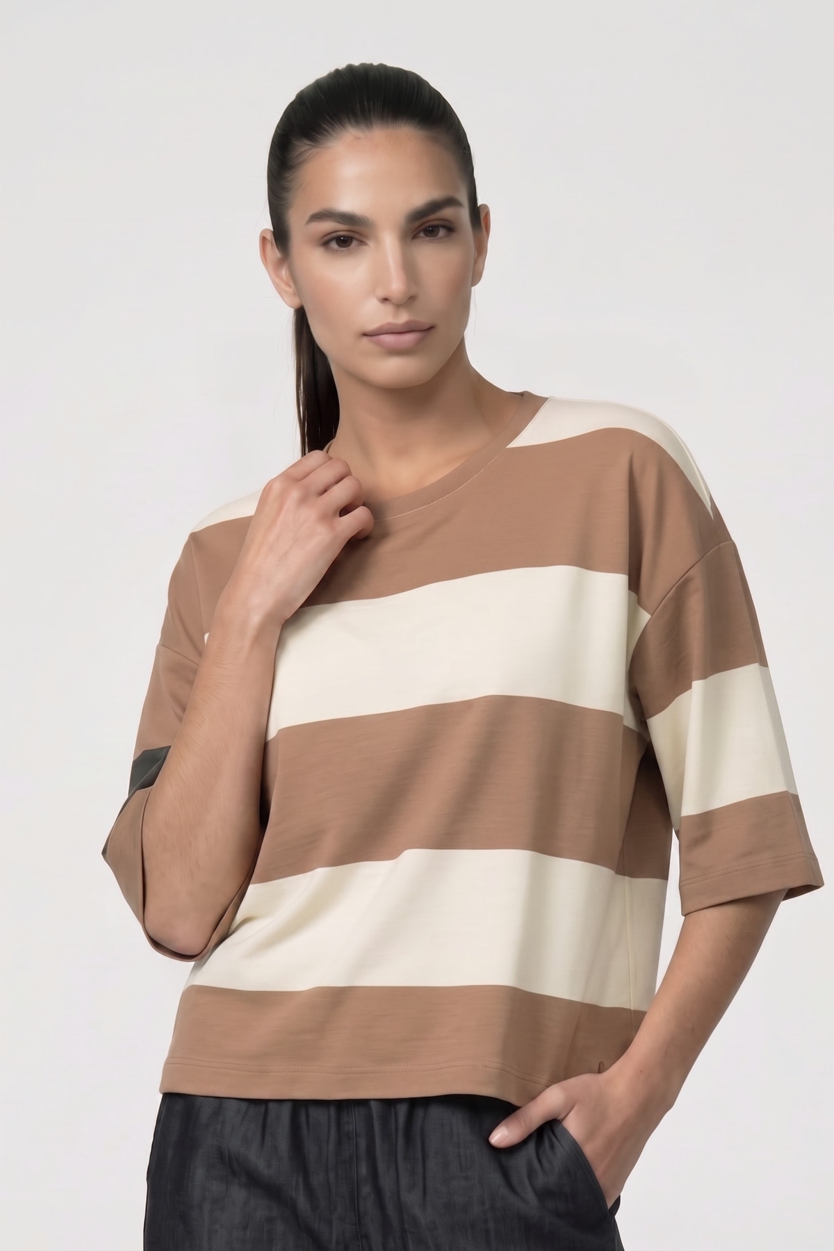 Monari Sweatshirt "Sweatshirt Ringel + Colourblock", Regular fit mit Streifen