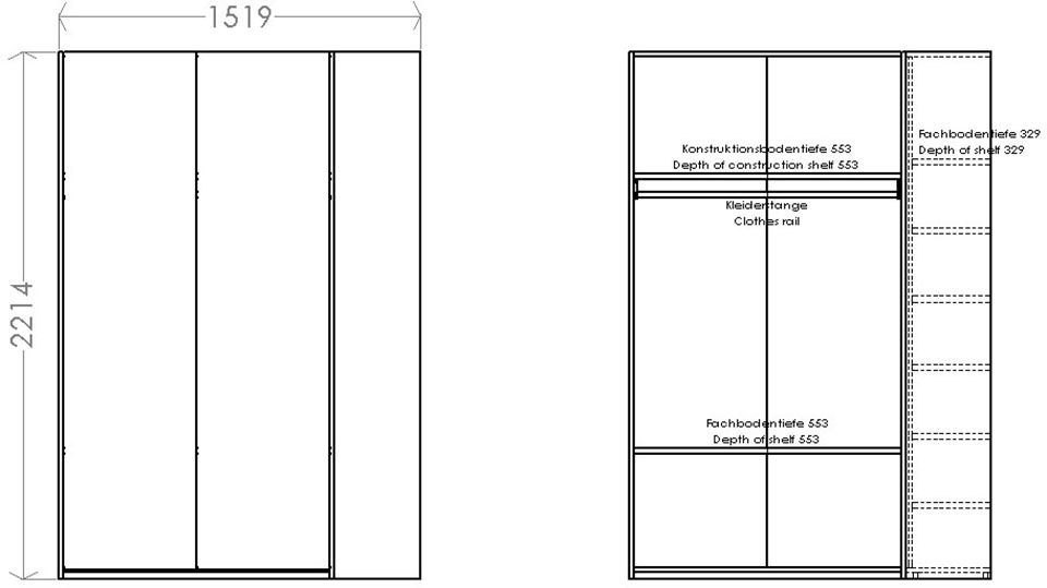 montierbarem Plus Kleiderschrank Seitenregal links »Modular Variante rechts | inklusive 1«, LIVING BAUR Müller oder SMALL