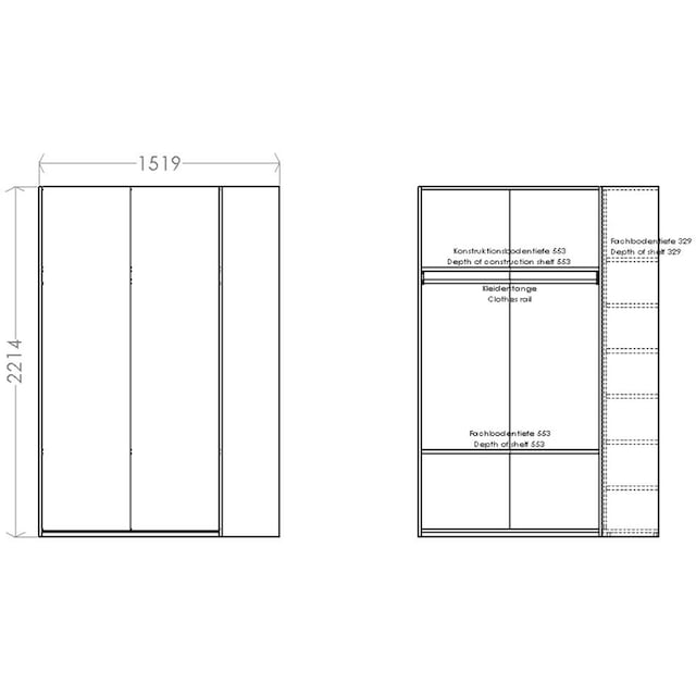 Müller SMALL LIVING Kleiderschrank »Modular Plus Variante 1«, inklusive  links oder rechts montierbarem Seitenregal | BAUR