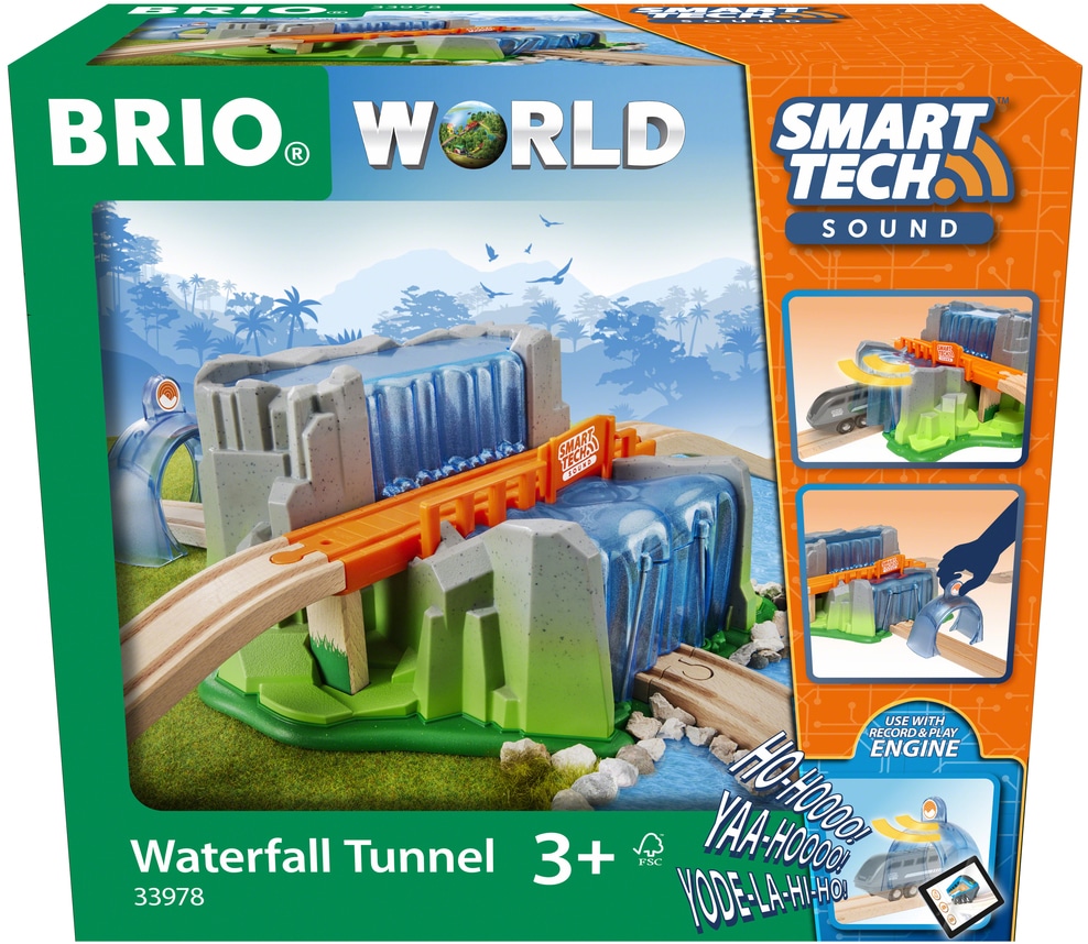 BRIO® Spielzeugeisenbahn-Tunnel »BRIO® WORLD, Smart Tech Sound Wasserfall-Tunnel«, für die Brio Eisenbahn; FSC® - schützt Wald - weltweit