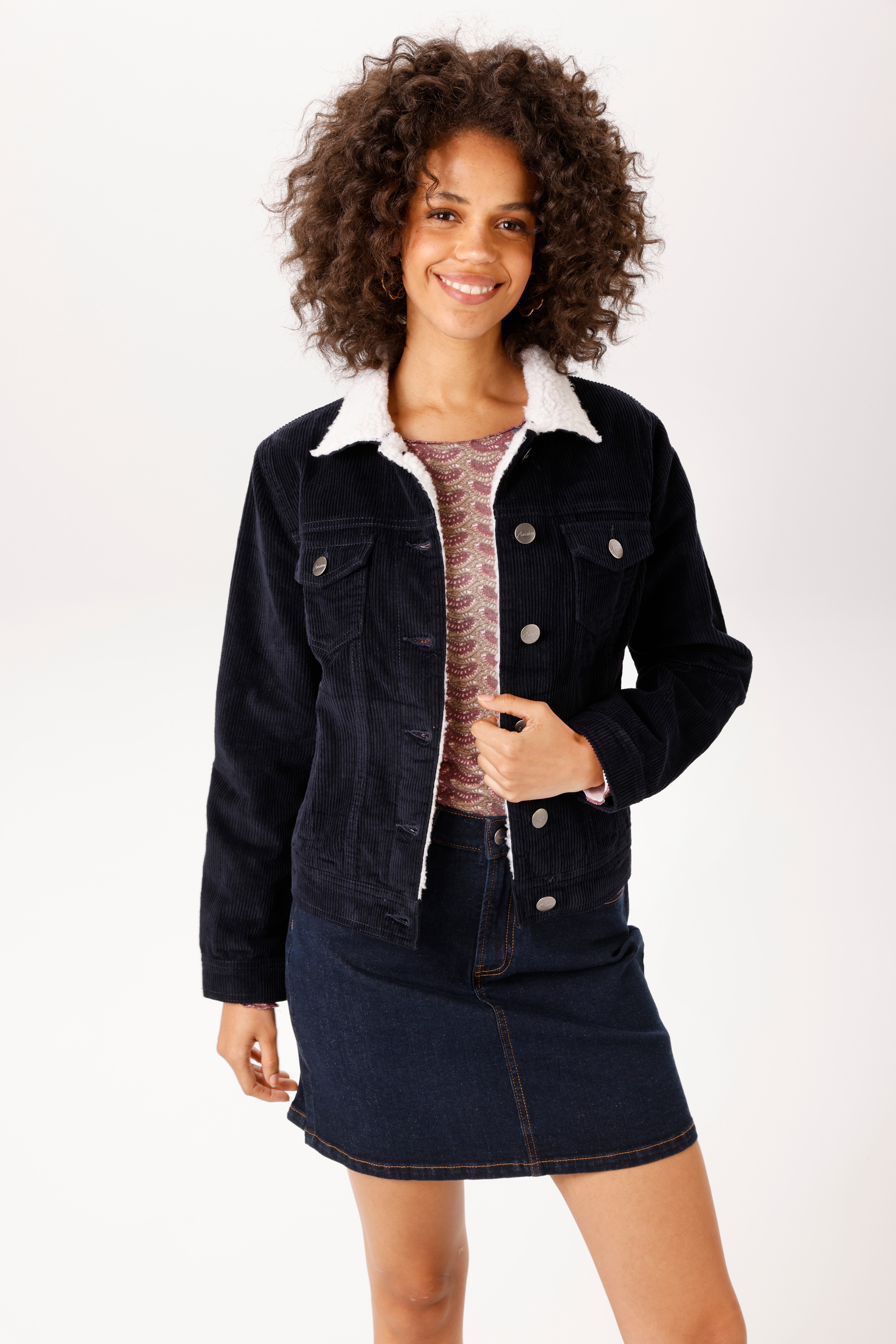 Aniston CASUAL Cordjacke mit weichem Teddy-Plüsch am Kragen - NEUE KOLLEKTION