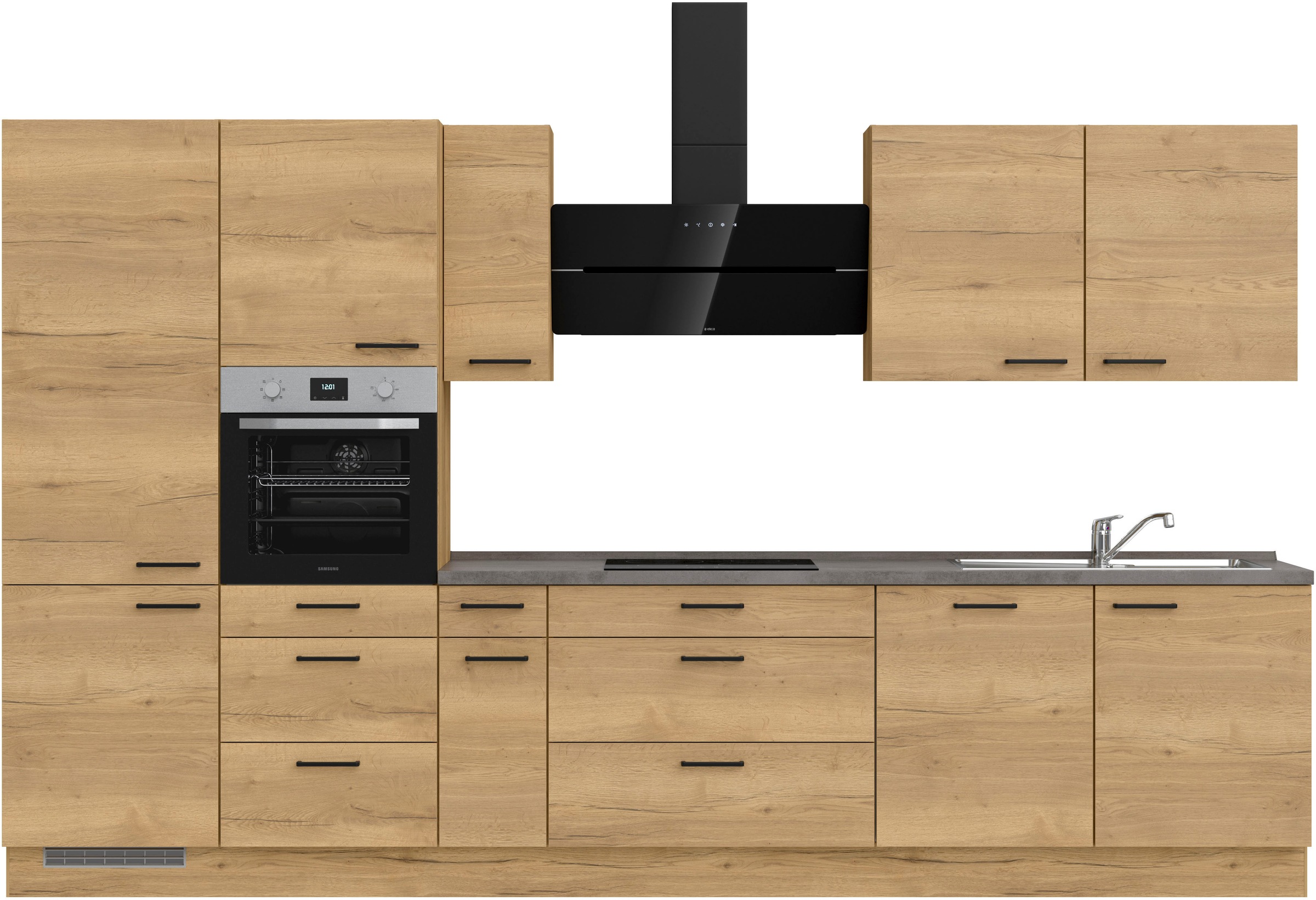 nobilia® Küchenzeile »"Structura premium"«, vormontiert, Ausrichtung wählbar, Breite 360 cm, mit E-Geräten