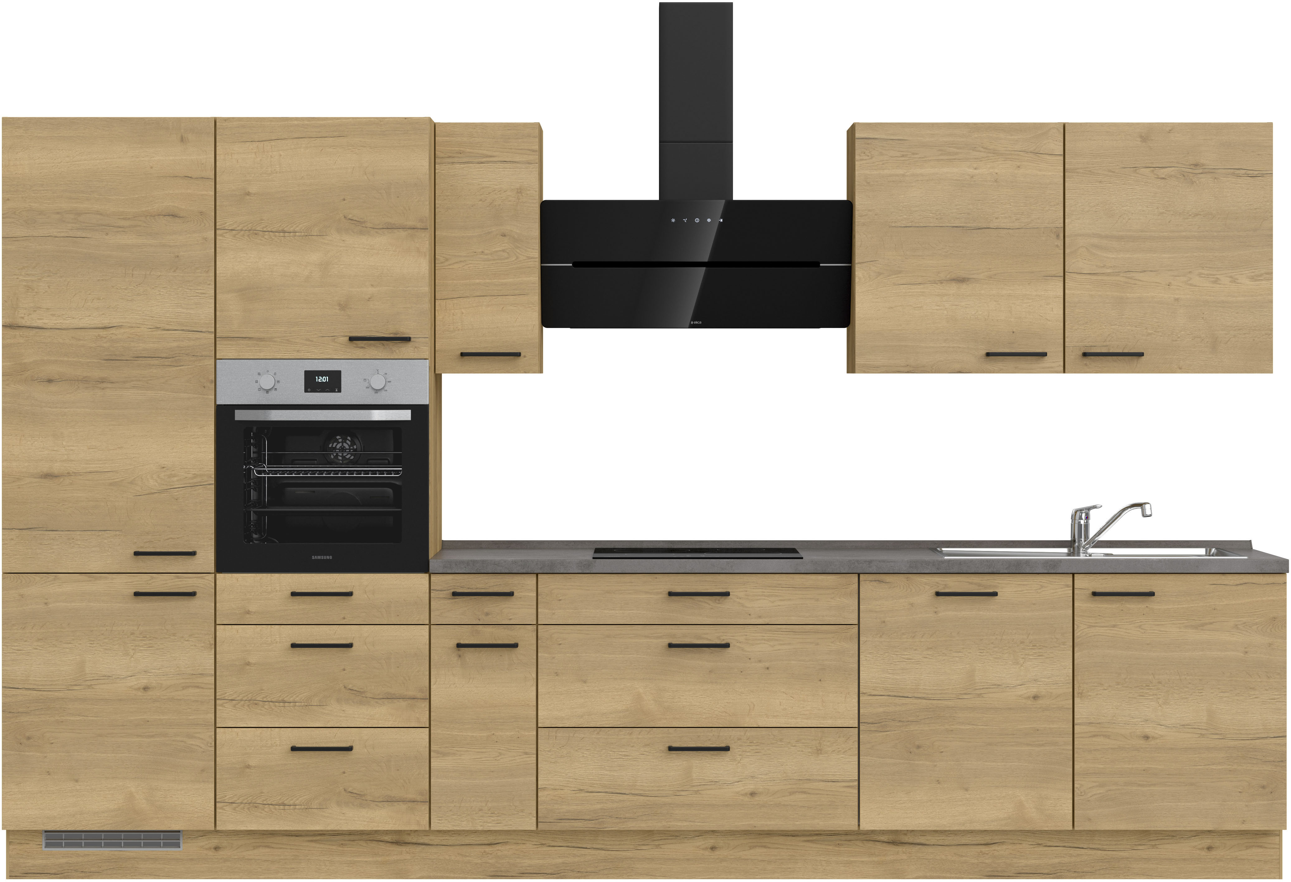 nobilia Küchenzeile ""Structura II", NEU: individuell anpassbar mit gratis Profi-Beratung" vormontiert, Breite 360 cm, Ausrichtung wählbar, wahlw. mit E-Geräten