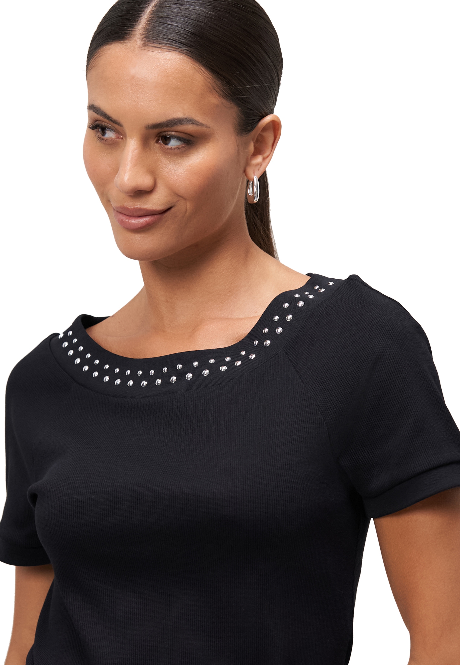 Zero Kurzarmshirt »zero Damen Shirt mit Nieten«, (1 tlg.), weiteres Detail