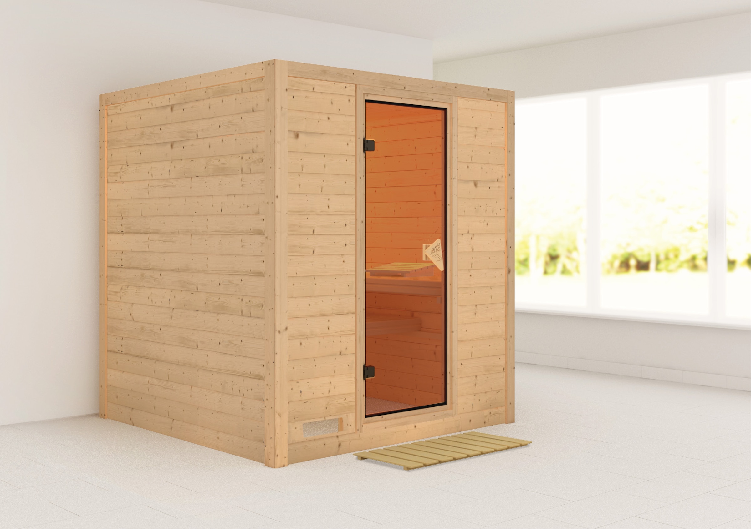 KARIBU Sauna "Menja", ohne Ofen, (ohne Ofen), beige, Saunen, ohne Ofen