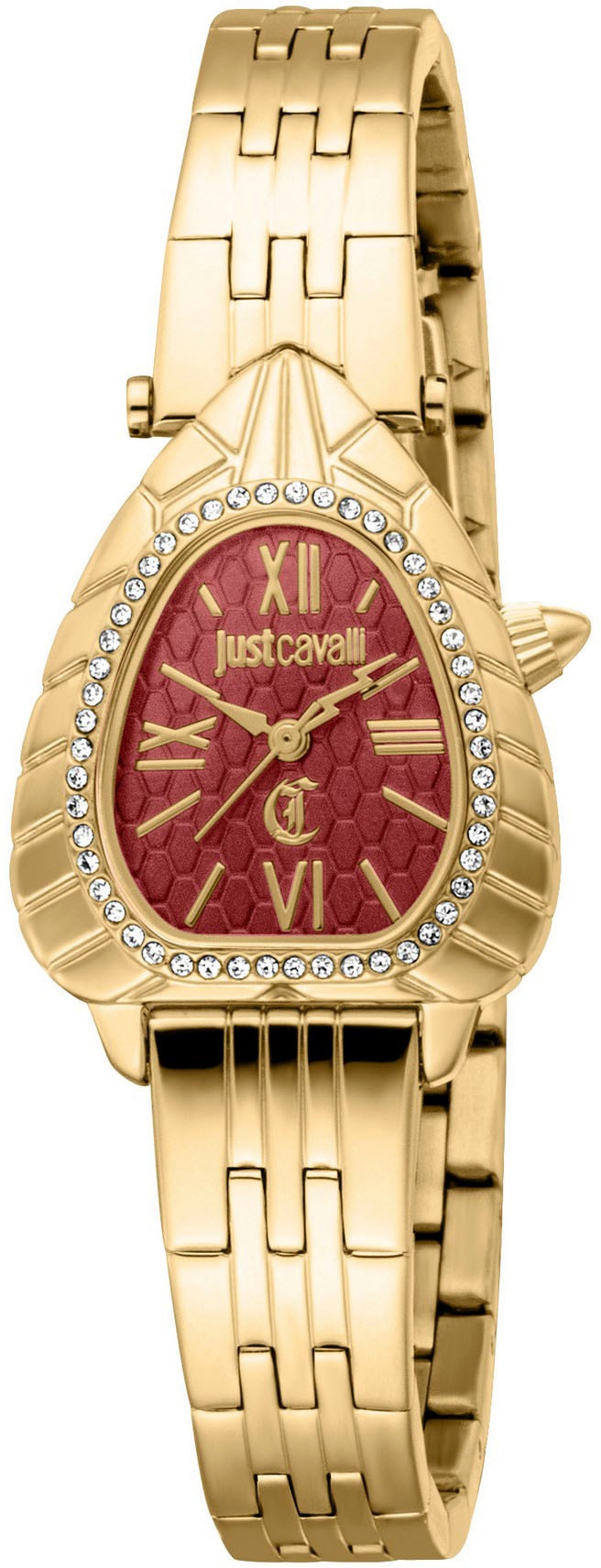 Damen Quarzuhr "Perla", gold, JUST CAVALLI TIME, Armbanduhren, Armbanduhr, Damenuhr, Edelstahlarmband, analog, Kristallsteine