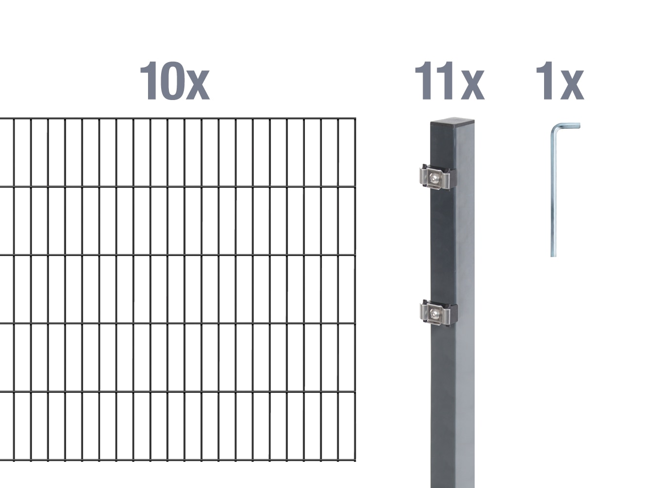 Alberts Doppelstabmattenzaun "Grundset" Höhe: 80-200 cm, Gesamtlänge: 4-30 m, zum Einbetonieren