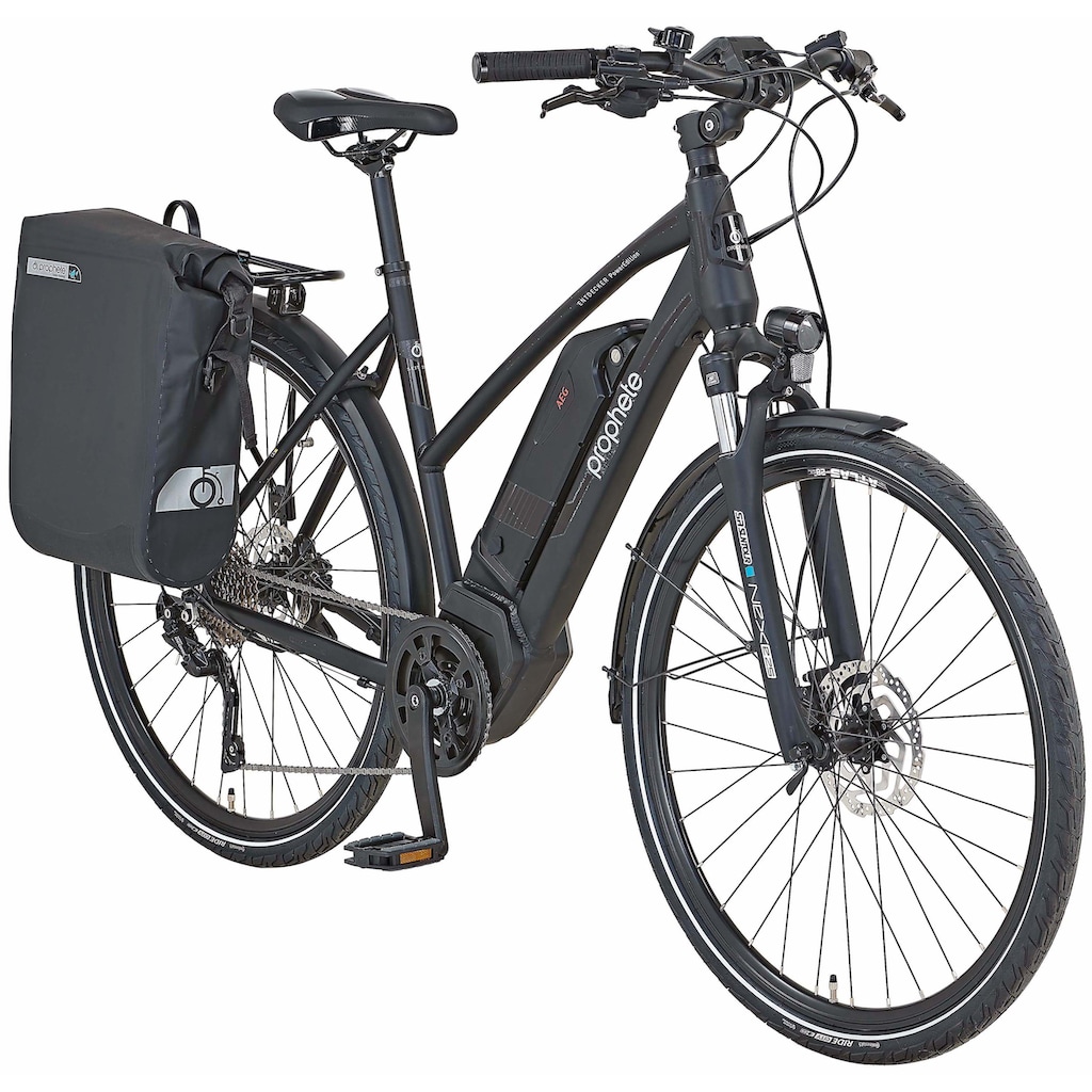 Prophete E-Bike »Entdecker PowerEdition«, 10 Gang, Shimano, Deore, Mittelmotor 250 W, (mit Seitentasche)