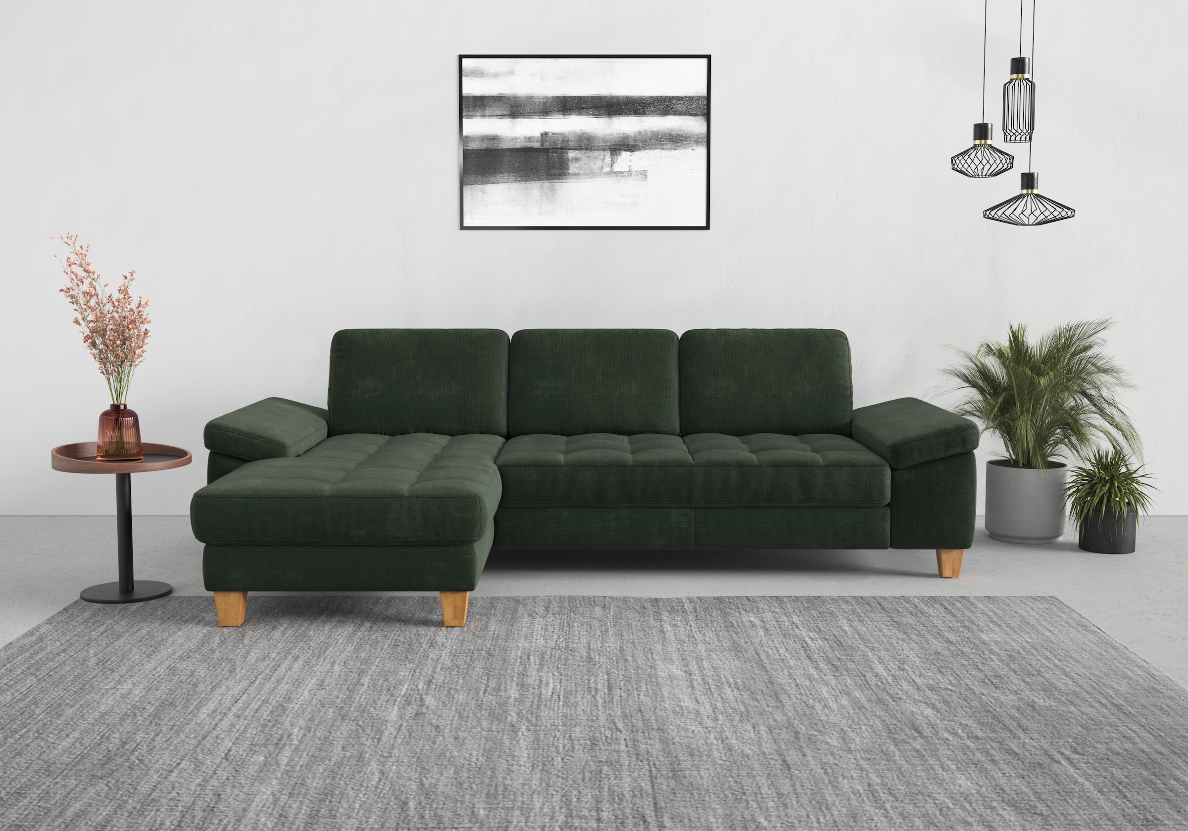 sit&more Ecksofa "Westham L-Form" mit Recamiere, mit oder ohne Schlaffunktion, Bettkasten, Füße Eiche