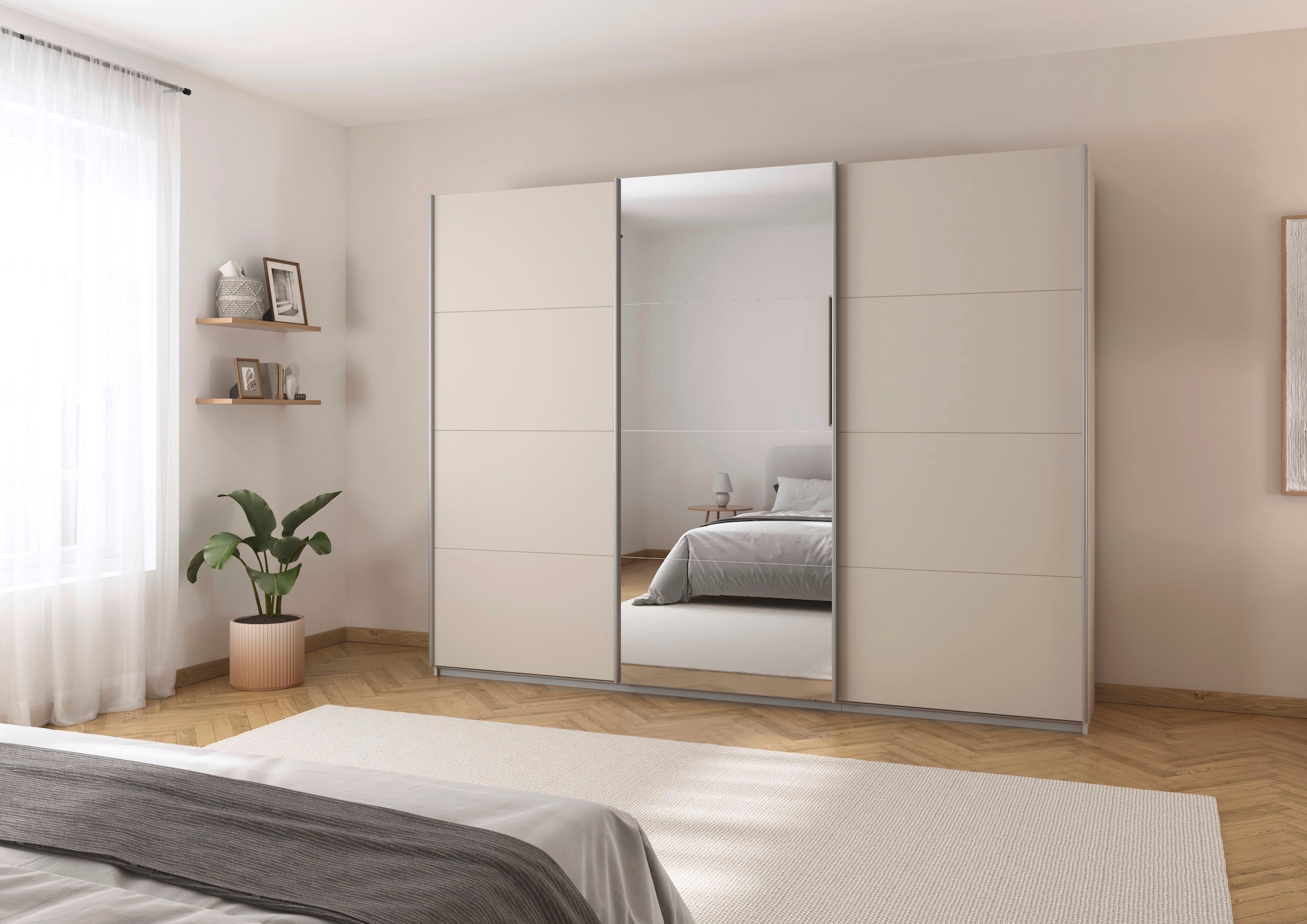 rauch Schwebetürenschrank »Kleiderschrank Schrank OTTO´S CHOICE Garderobe AGORDO«, (in zwei Griff-Farben), Top Innenausstattung, in 4 Breiten und 2 Höhen MADE IN GERMANY