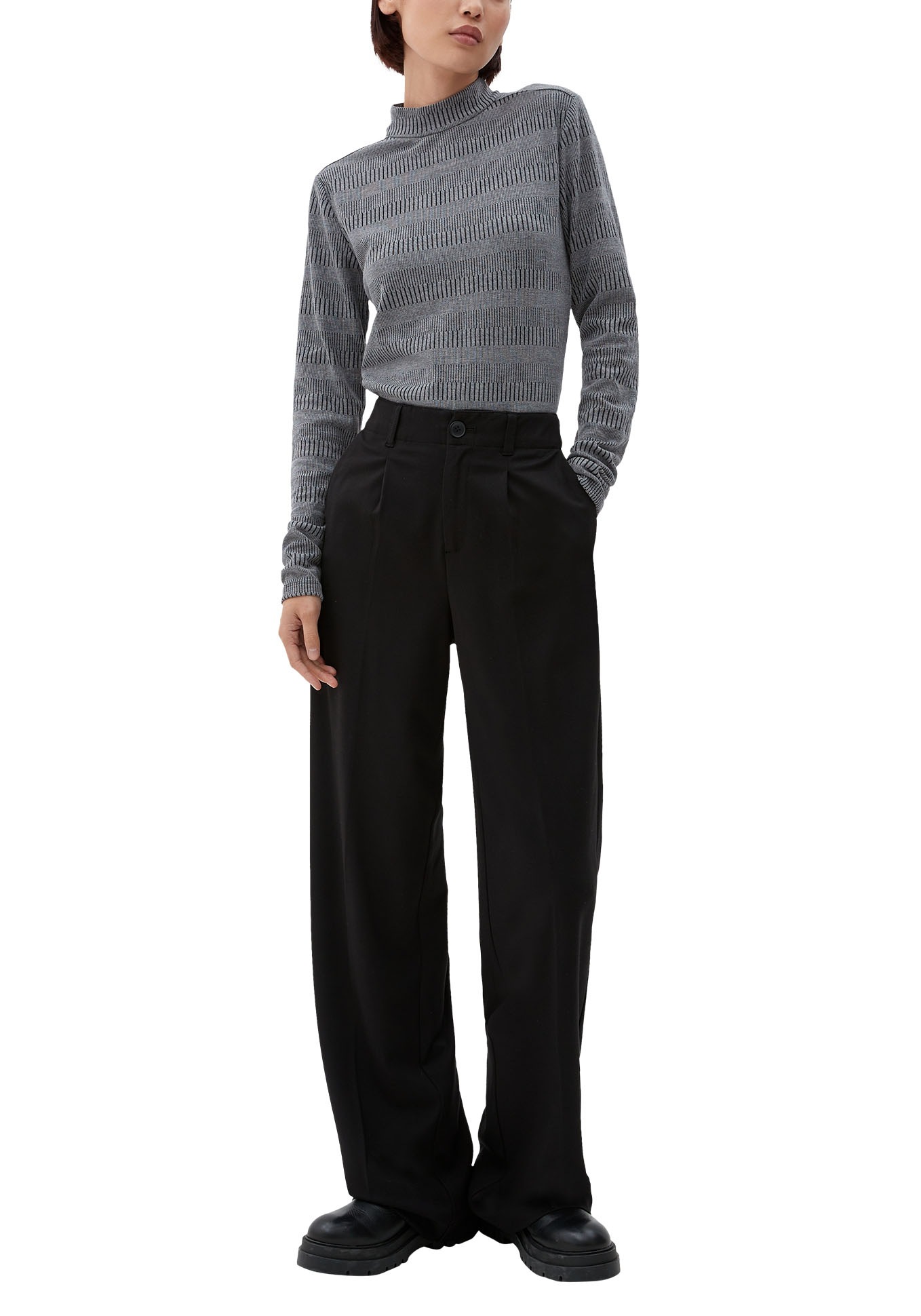 s.Oliver Strickpullover, mit Zipper hinten am Stehkragen