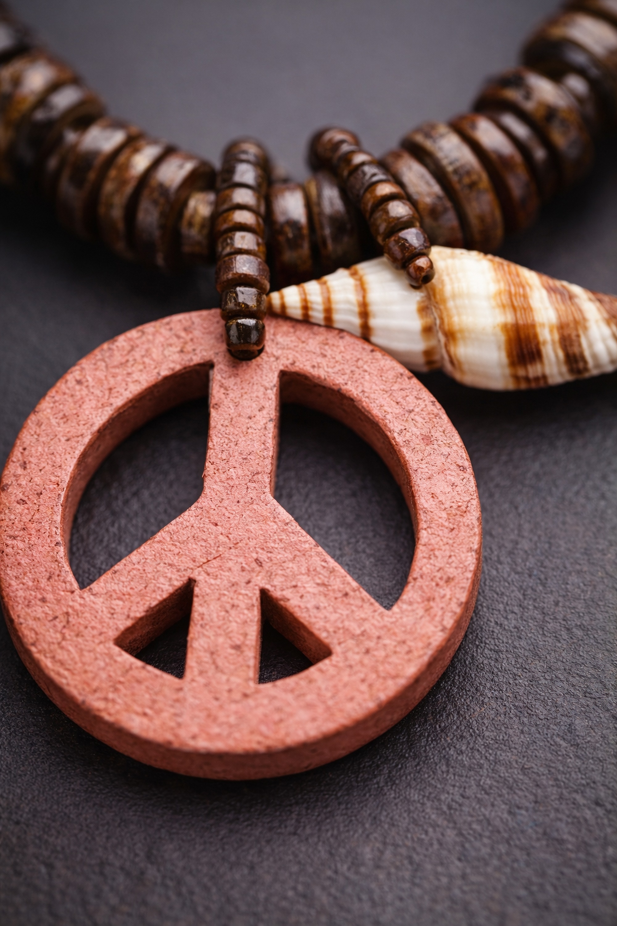 Kette mit Anhänger "Peace", Damen, Gr. onesize, Holz, braun, COLLEZIONE ALESSANDRO, Basic, Halsketten, Peace Symbol 2