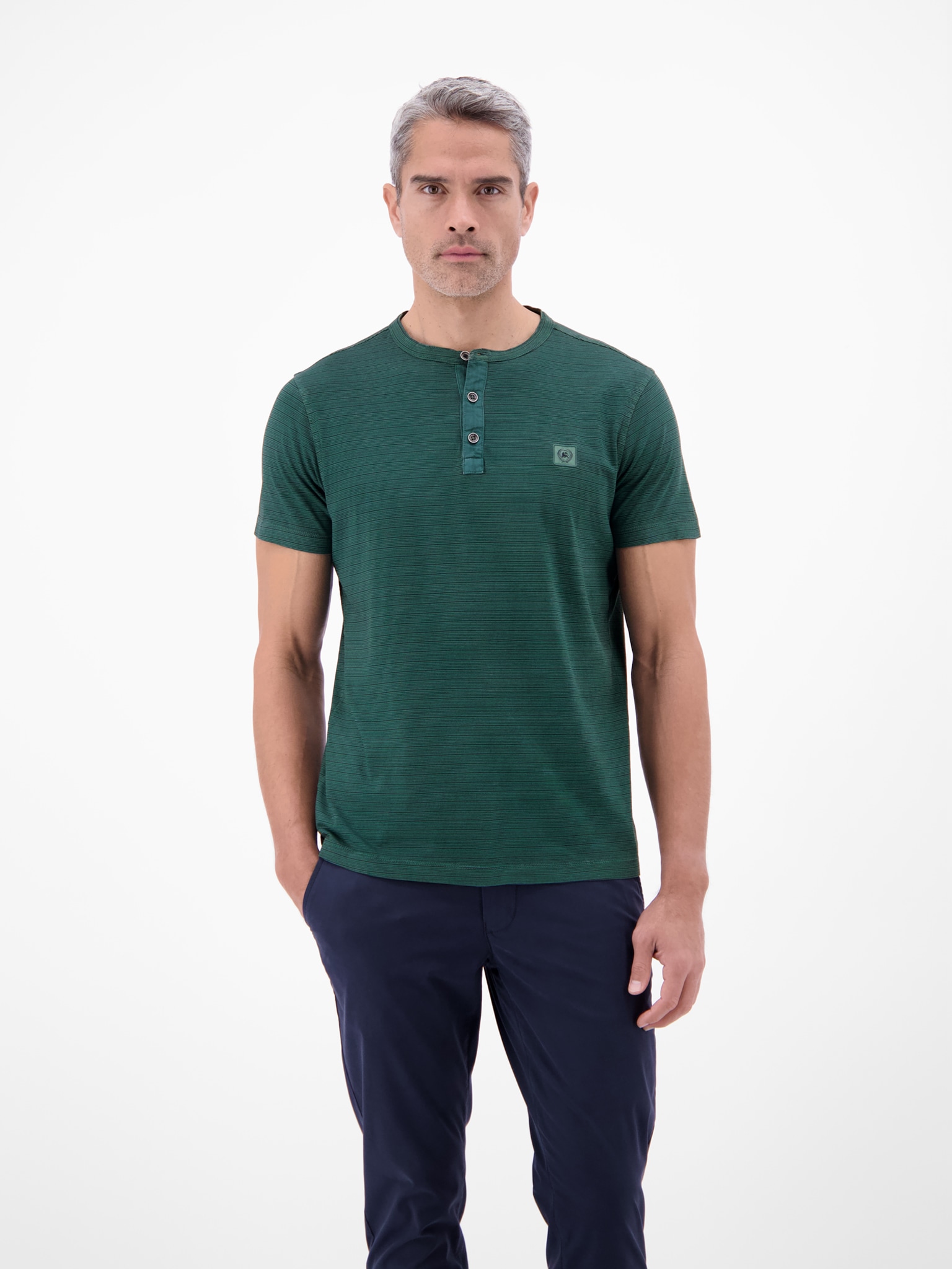 LERROS Kurzarmshirt mit Serafino-Kragen