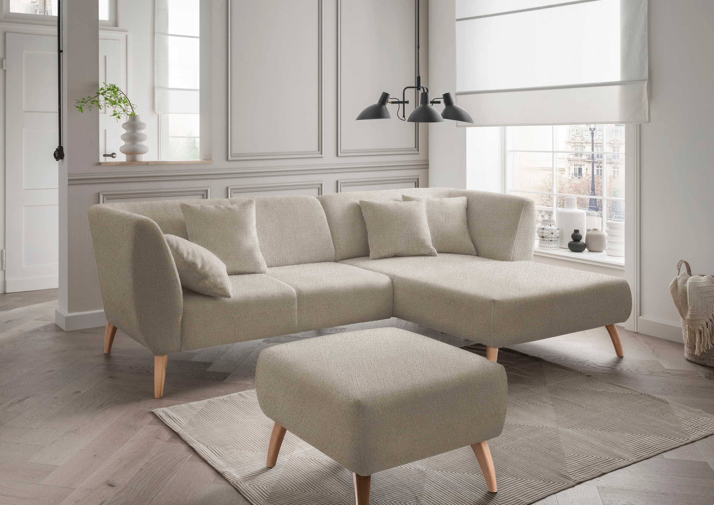 Ecksofa HOME AFFAIRE, B:264cm H:80cm T:160cm, beige, 100% Polyester, Wohnzimmer, Sofas, "Colori Polstermöbel mit zeitlos eleganter Rückenführung.