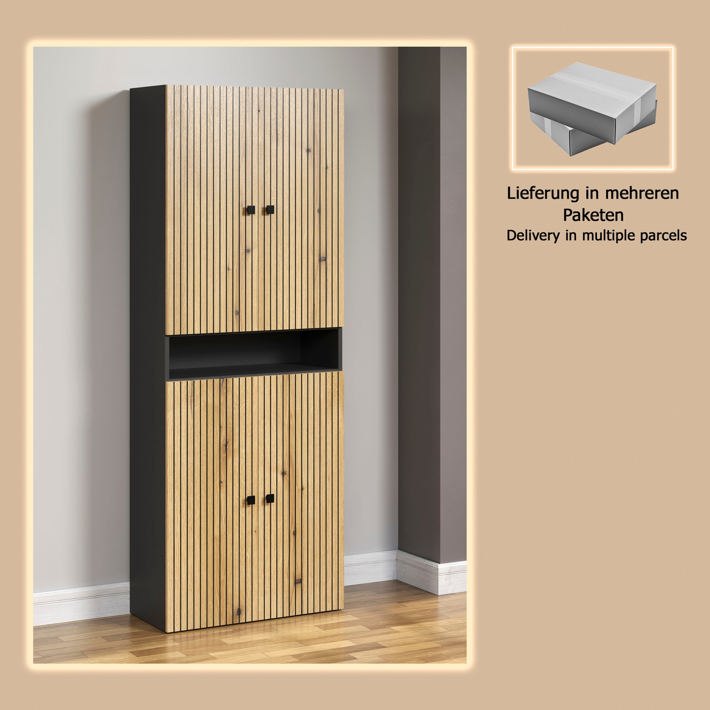 welltime Hochschrank »Amrum« Badezimmerschrank mit und ohne Schublade - (B/T/H) 40-70/31/186 cm