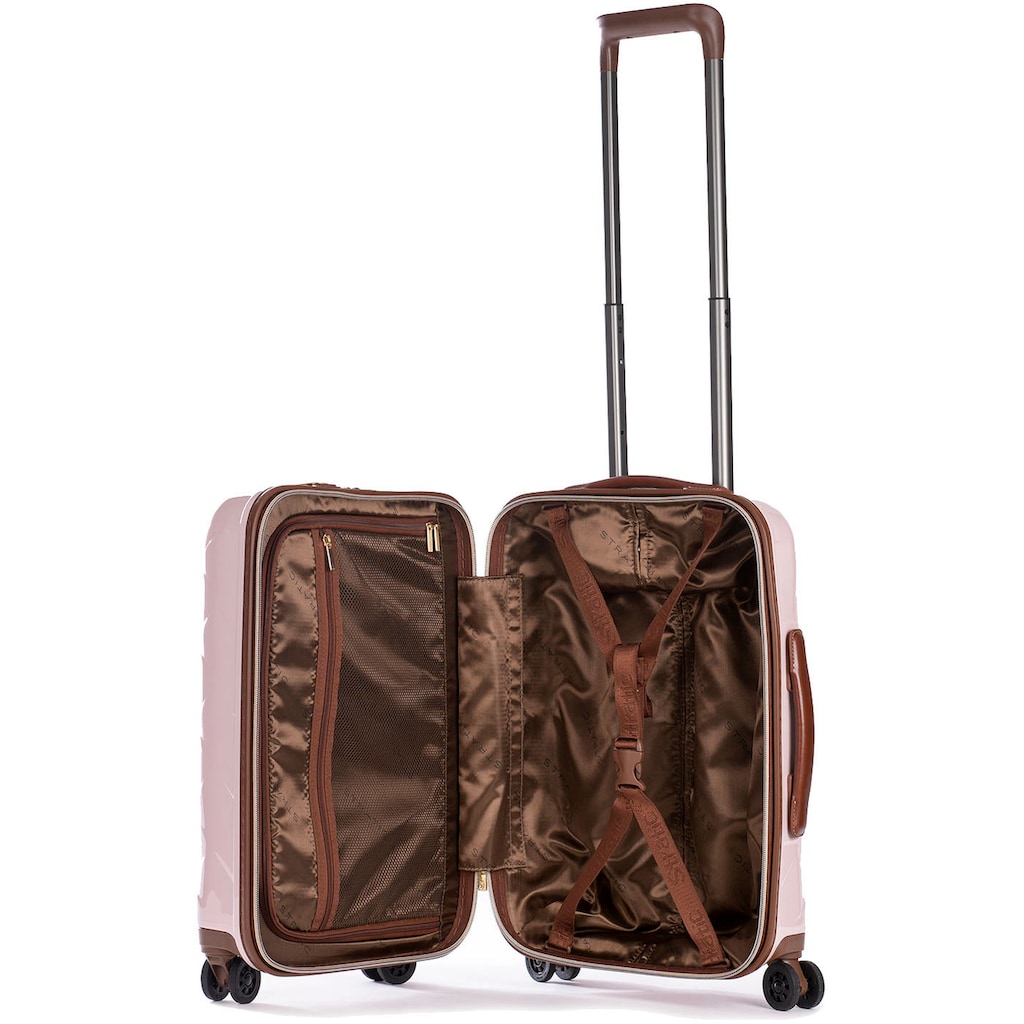 Stratic Hartschalen-Trolley »Leather&More S mit Vortasche, rose«, 4 Rollen