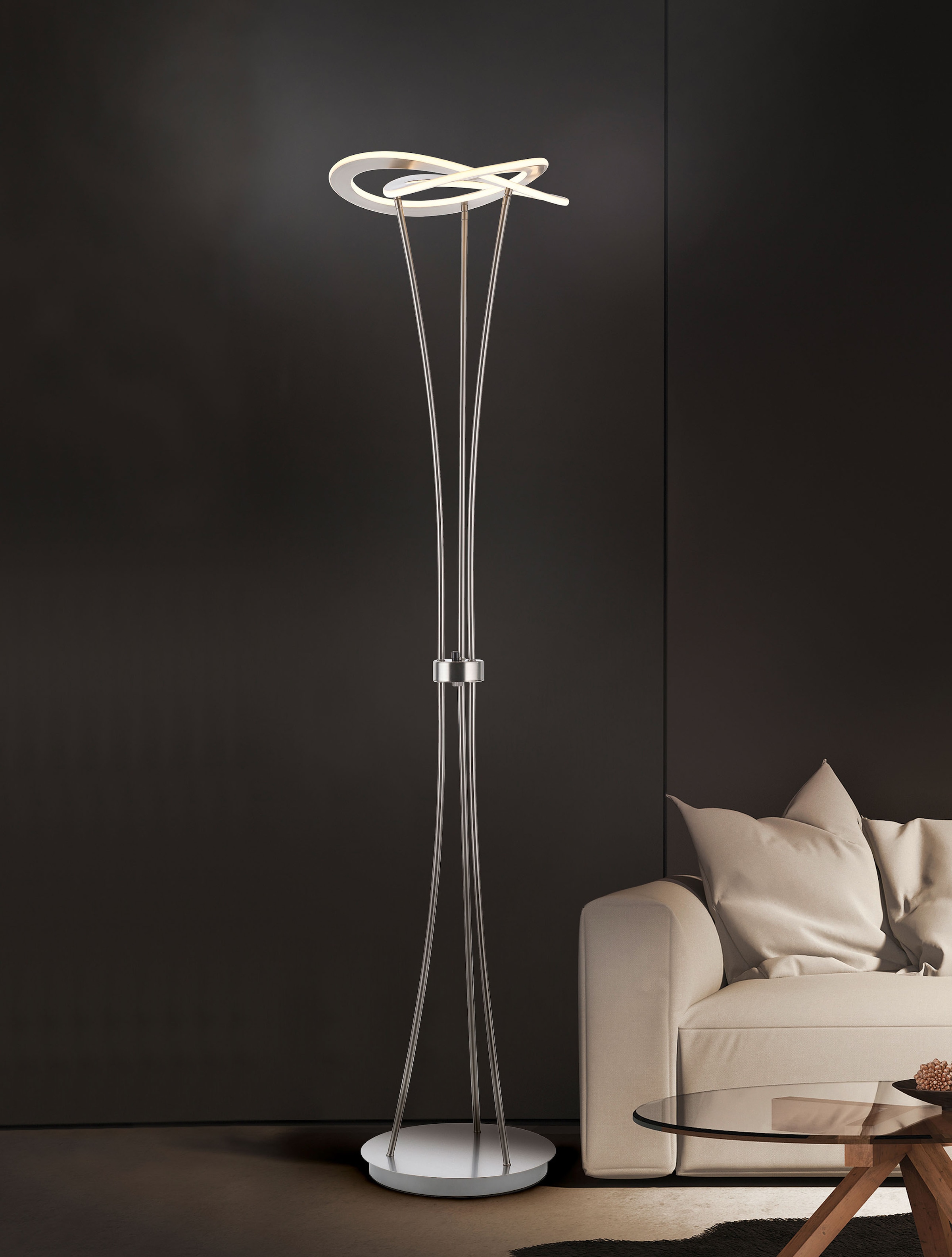 TRIO Leuchten LED Stehlampe »Oakland«, 1 flammig-flammig, Moderne  Stehleuchte mit dekorativem Design / integrierter Dimmer | BAUR