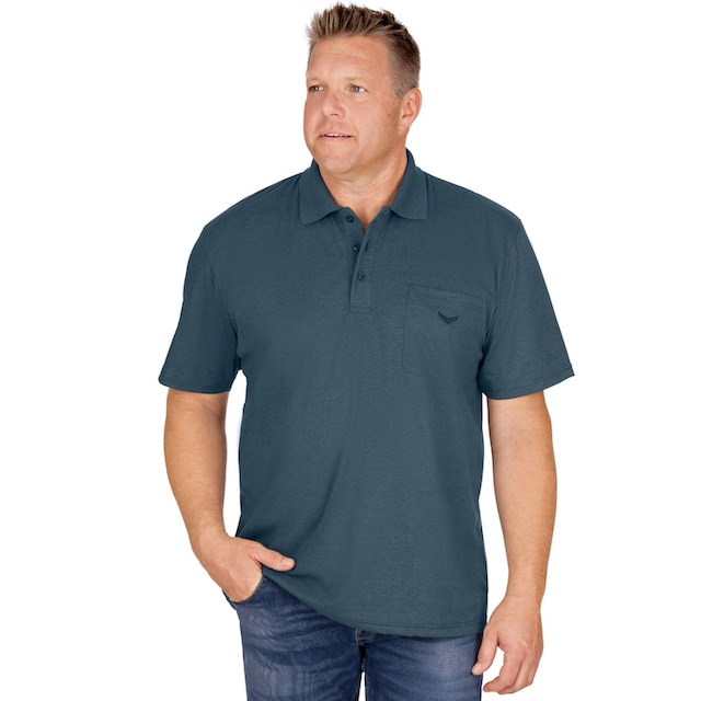 Kragen BAUR Poloshirt Single-Jersey Knopfleiste aus Trigema mit |