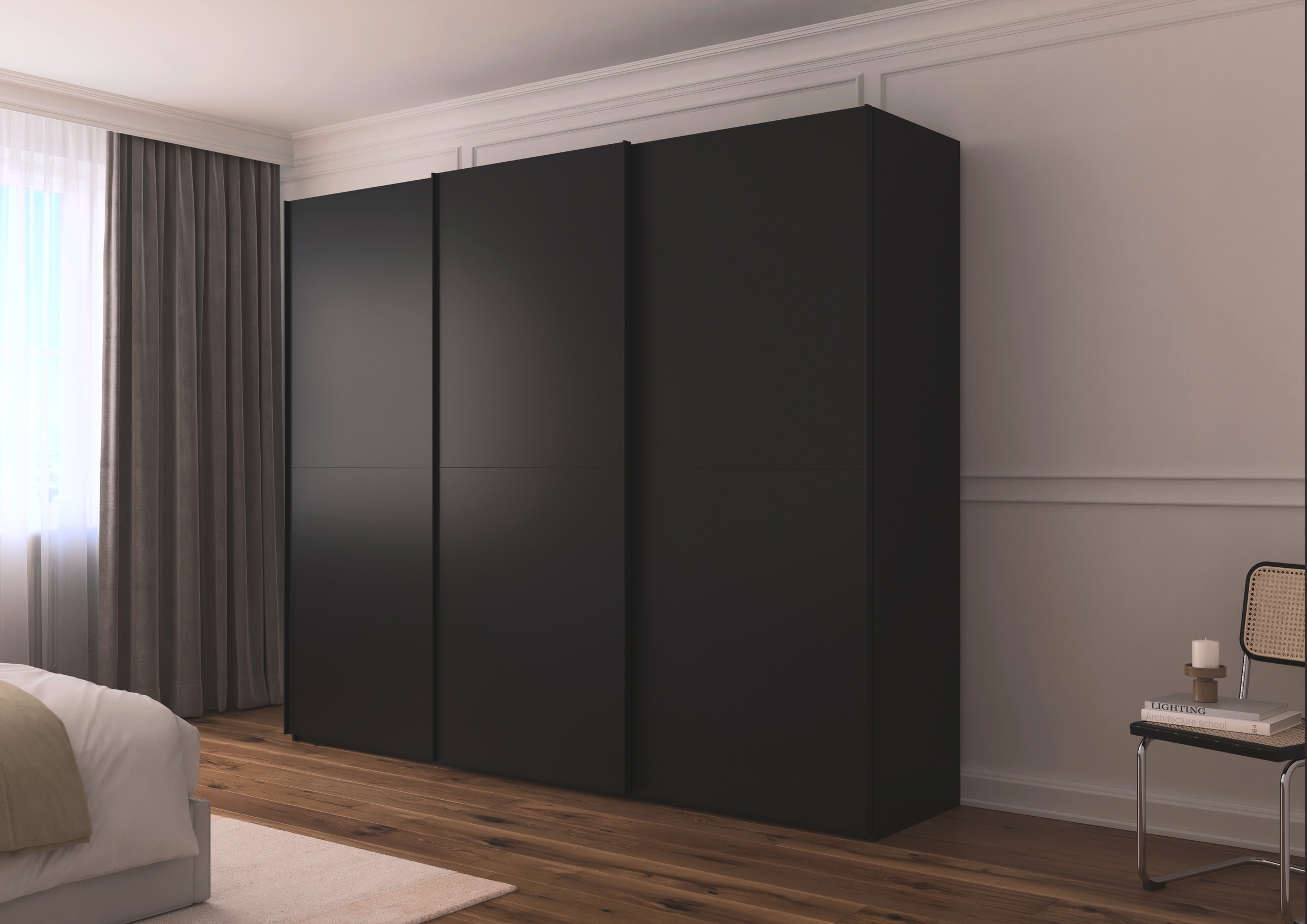 rauch Schwebetürenschrank »Kleiderschrank Schrank Garderobe Schlafzimmerschrank SCALE-DUO«, edle zweigeteilte Türen und 3 Zierleisten MADE IN GERMANY