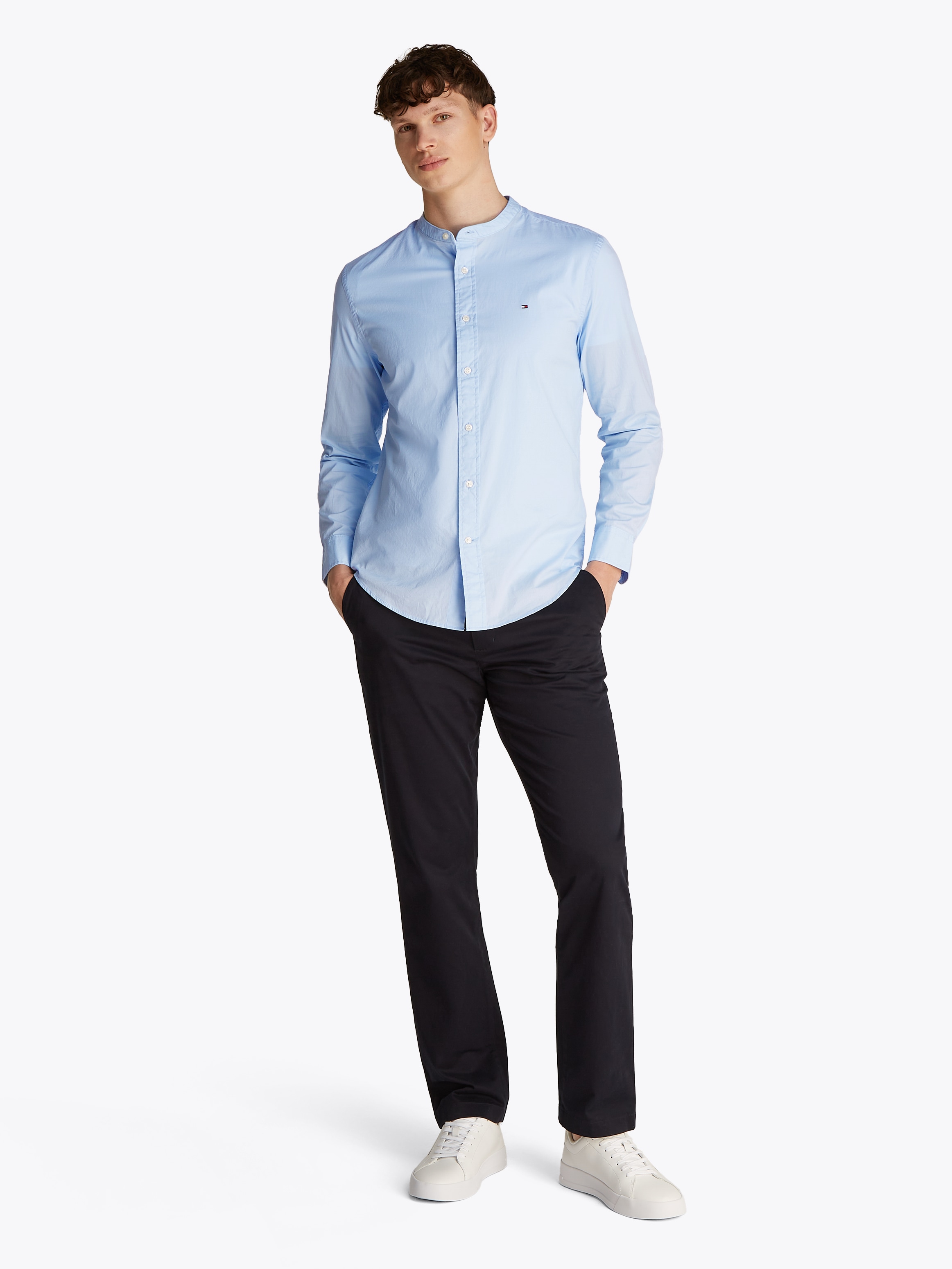 Tommy Hilfiger Langarmhemd »FLEX POPLIN SOLID MAO RF SHIRT«