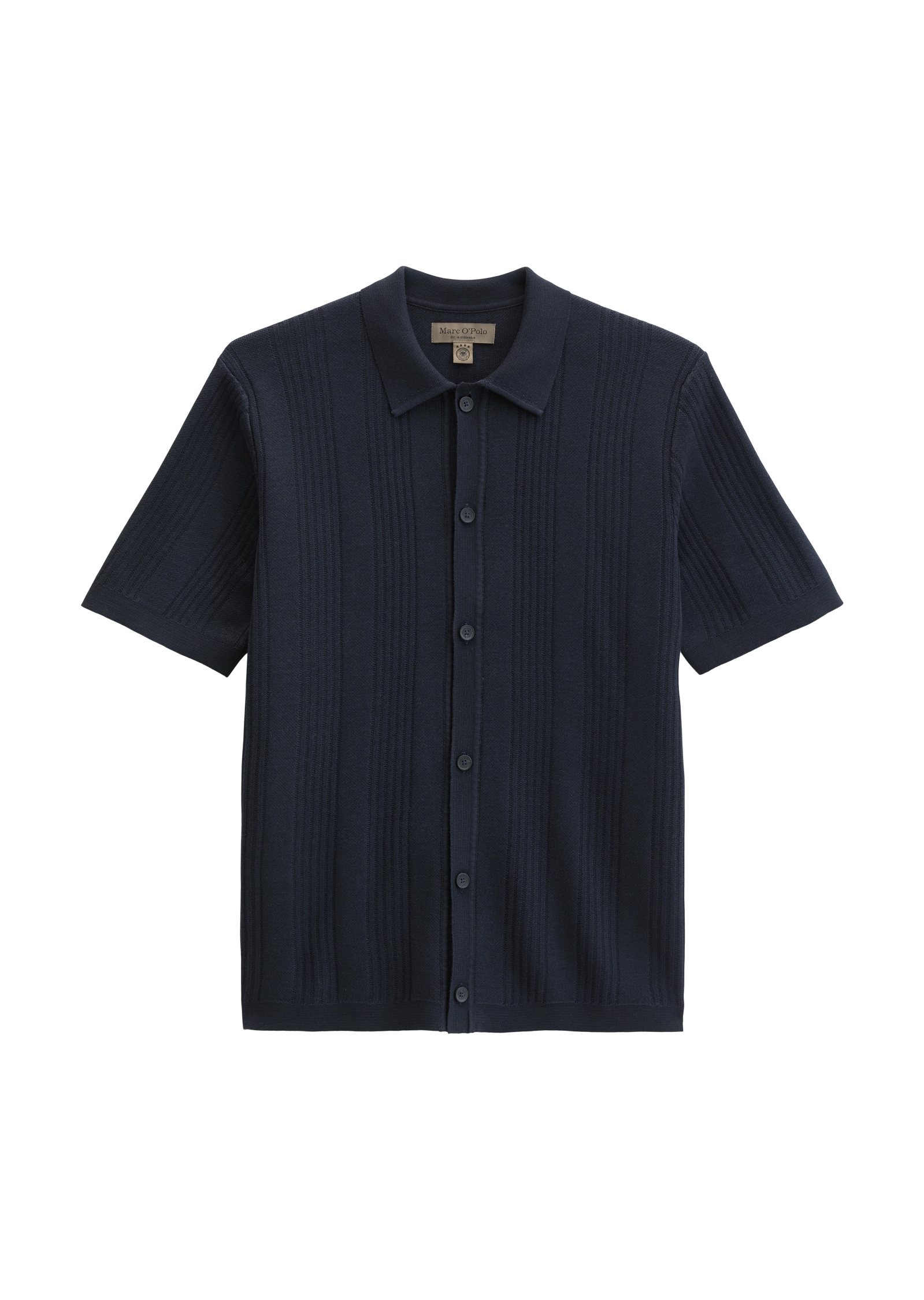 Marc O'Polo Kurzarmhemd »DFB Travel Collection« Kurzarm-Feinstrickshirt aus reiner Bio-Baumwolle