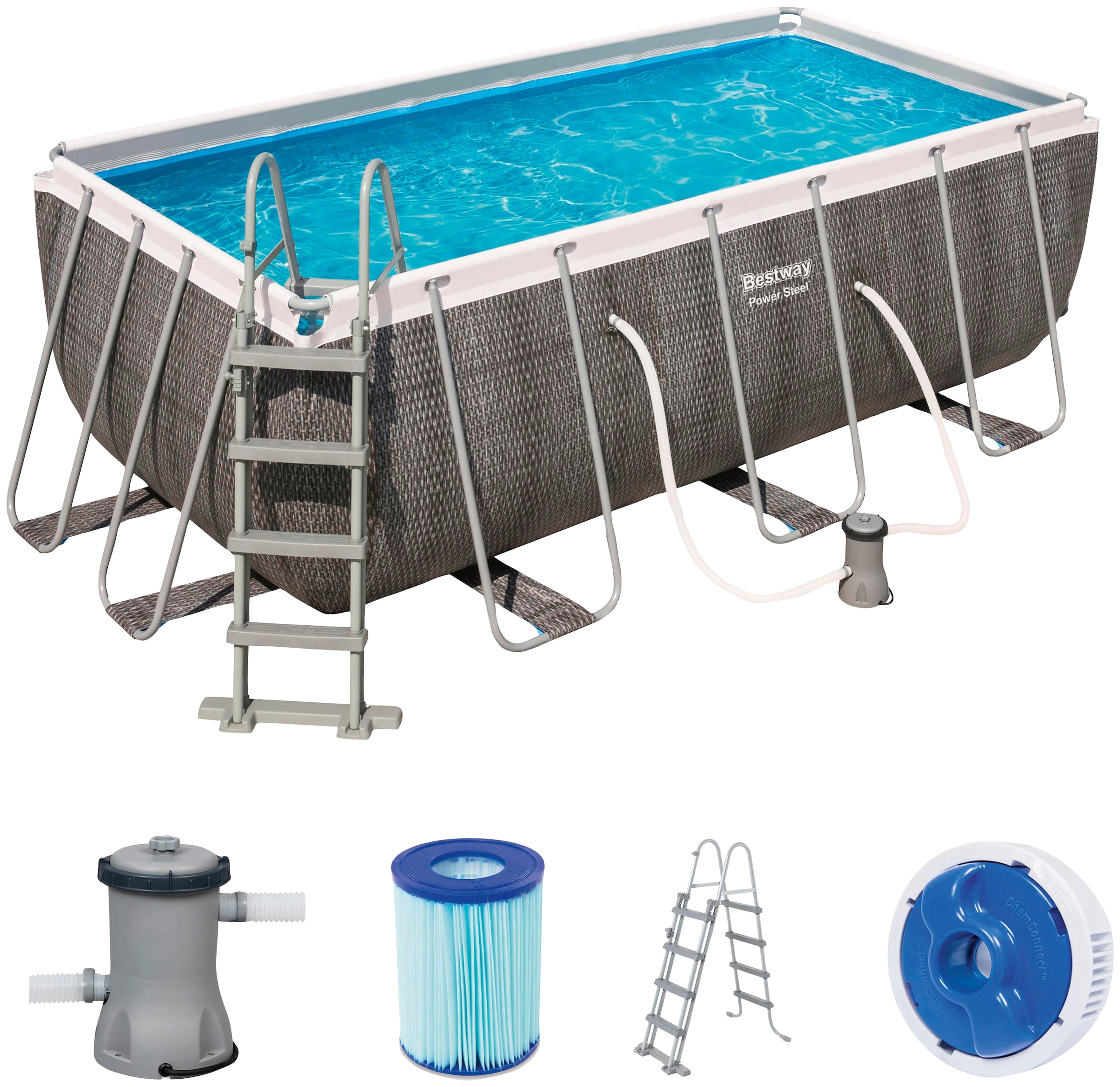 Bestway Framepool »Power Steel™«, (Set), 5-tlg., BxLxH: 201x412x122 cm