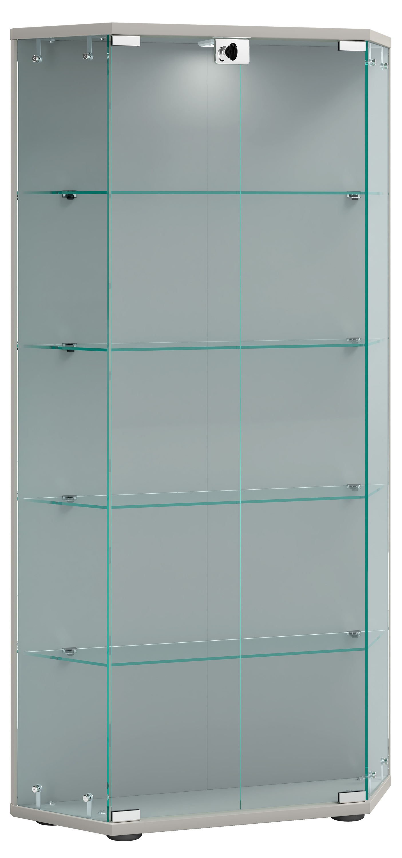 VCM Vitrine »VCM Glasvitrine stehend | Vitrine Glas mit ESG-Sicherheitsglas | Maße ca. H. 114 x B. 83 x T. 17 cm | Standvitrine Glas | Modern und platzsparend | Glas Vitrinenschrank ¿ Cenila L«, (1 St.)