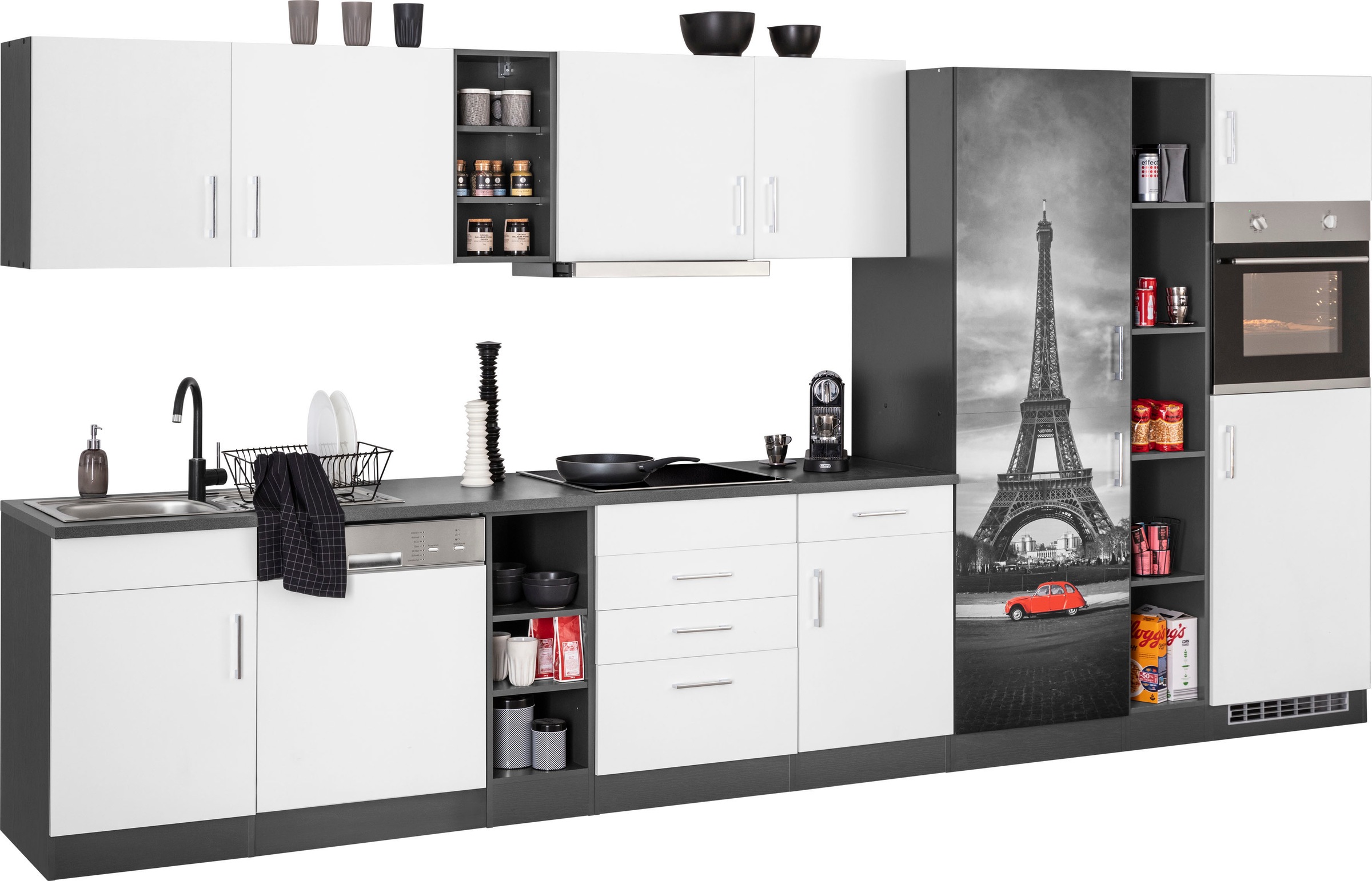KOCHSTATION Küchenzeile »KS-Paris«, mit E-Geräten, Breite 400 cm