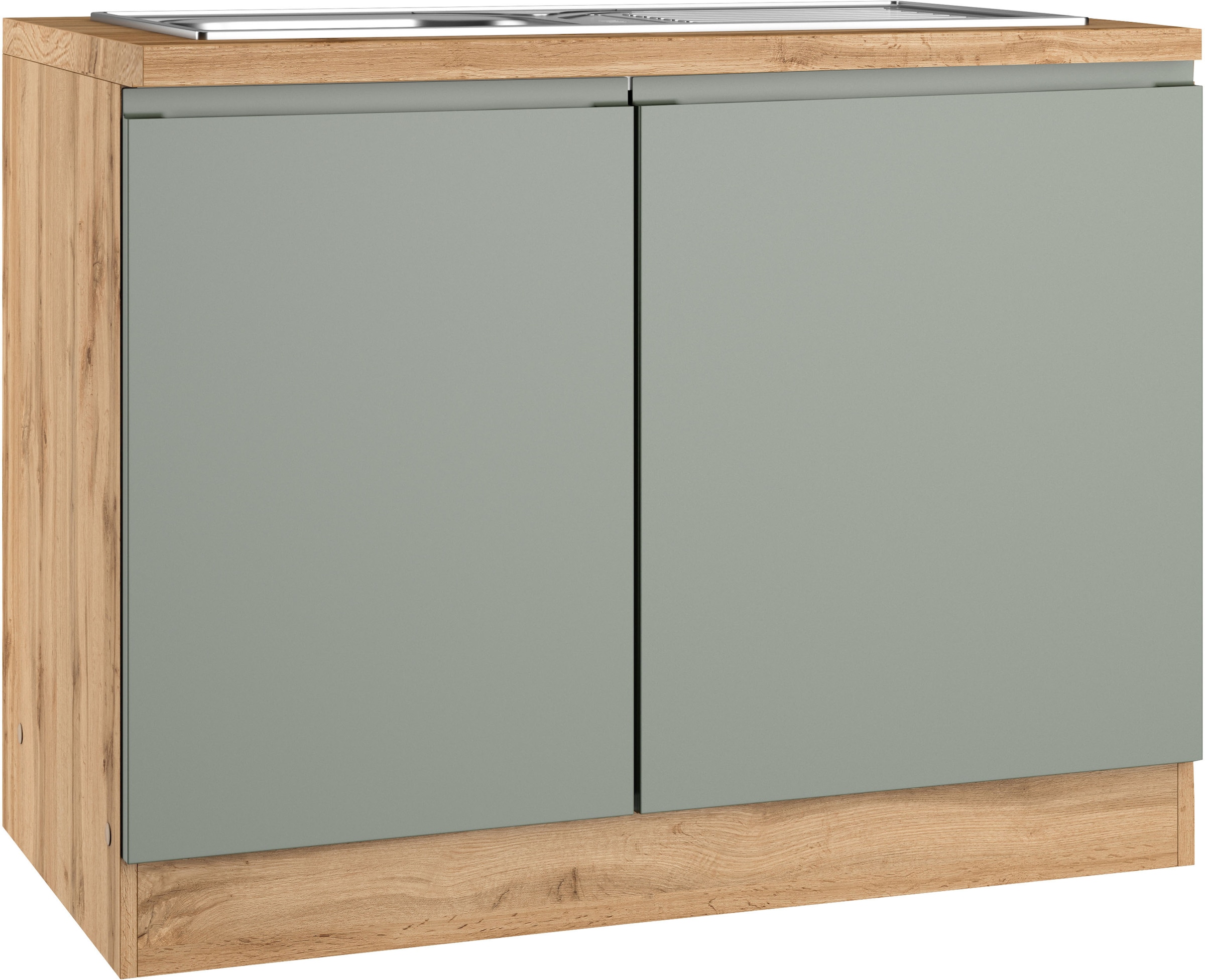 KOCHSTATION Spülenschrank "KS-Virginia,neu in verbesserter Ausführung" Stauraum, Softclose, ohne Armatur, Breite 110 cm, inklusive Einbauspüle, Soft-Close