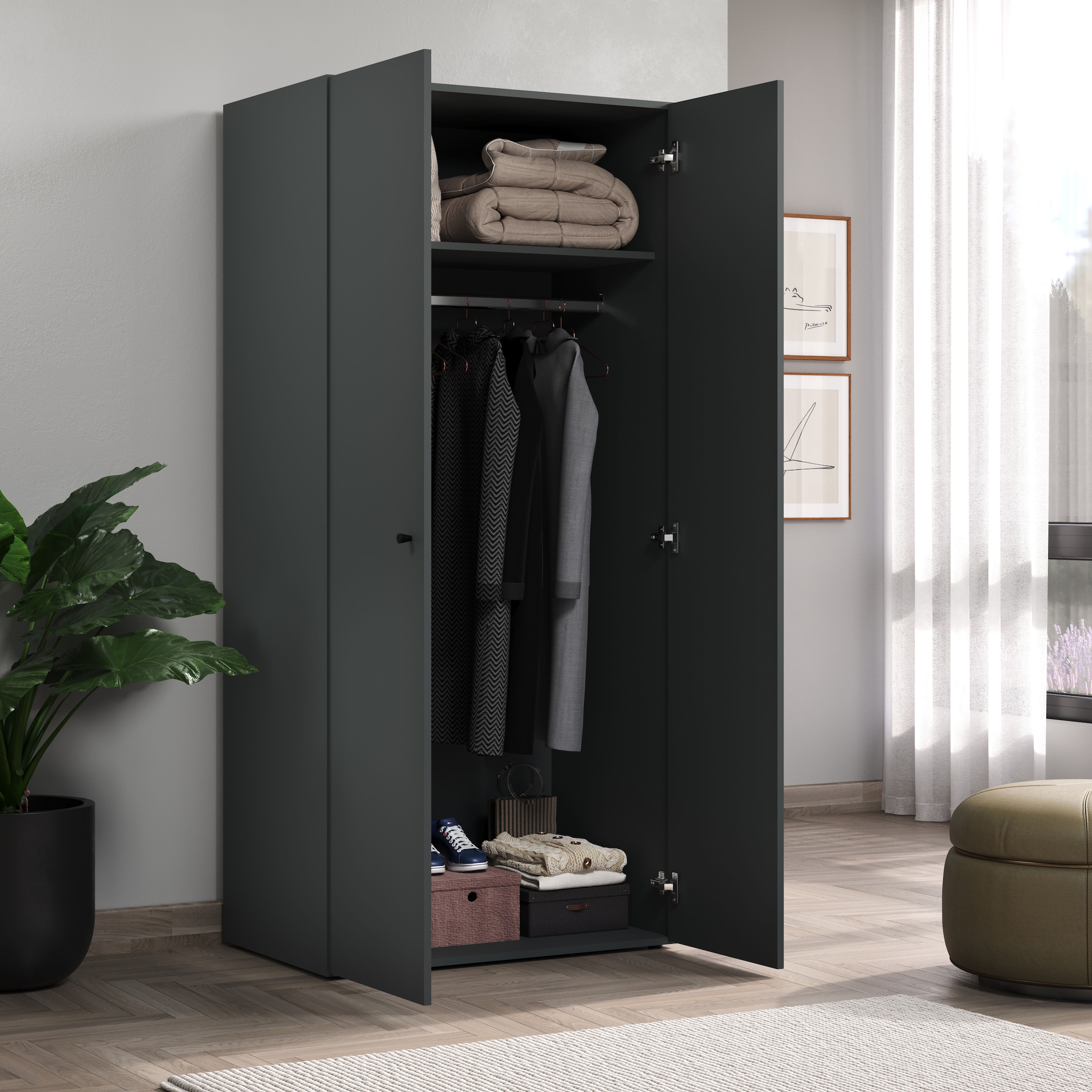 INOSIGN Kleiderschrank »Jersey Schlafzimmerschrank Garderobe Bestseller Schrank«, Drehtürenschrank mit modernen Griffen