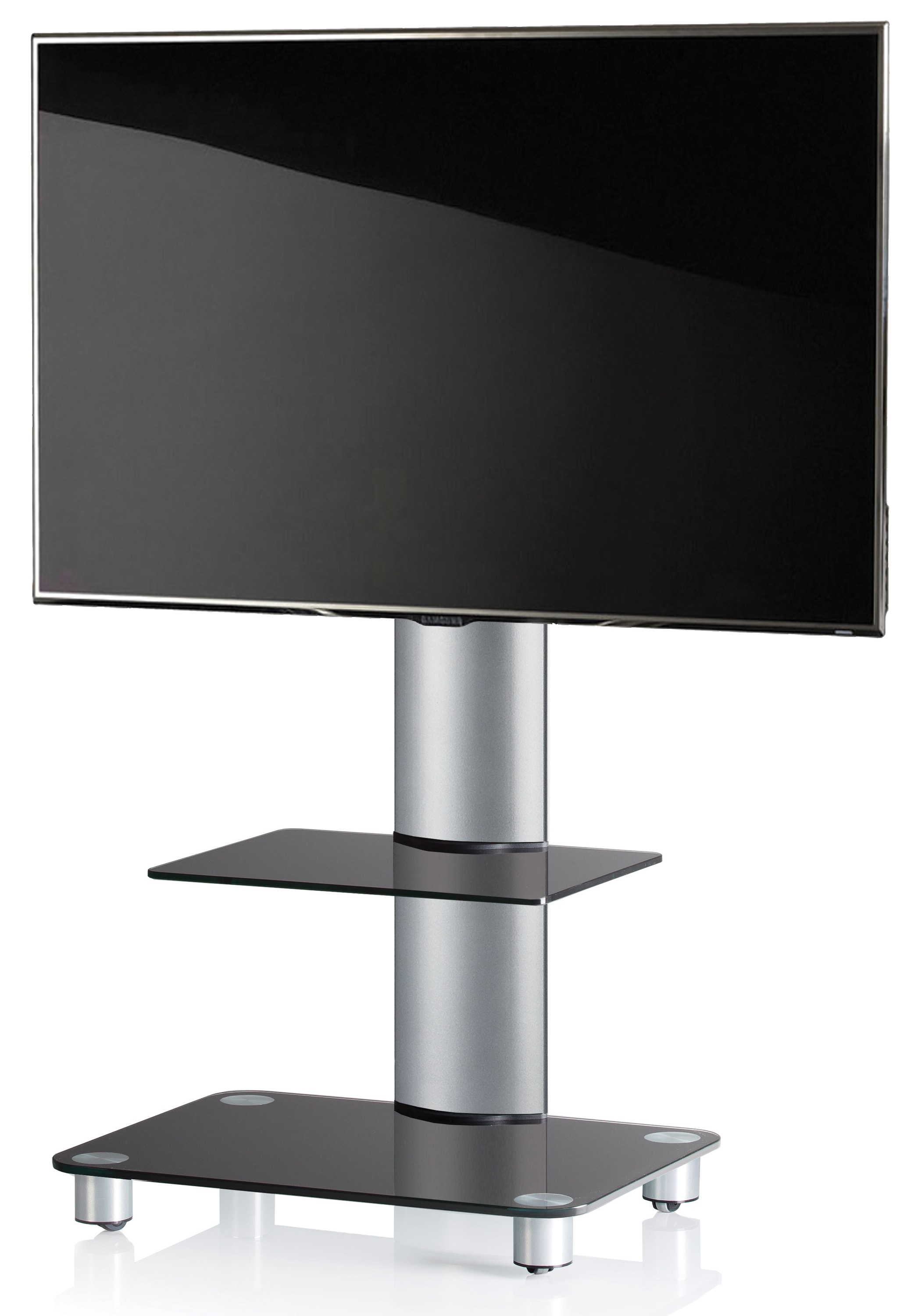 VCM Wohnzimmertisch »TV Standfuß Ständer Rack Alu Glas Rollen Tosal ZW«