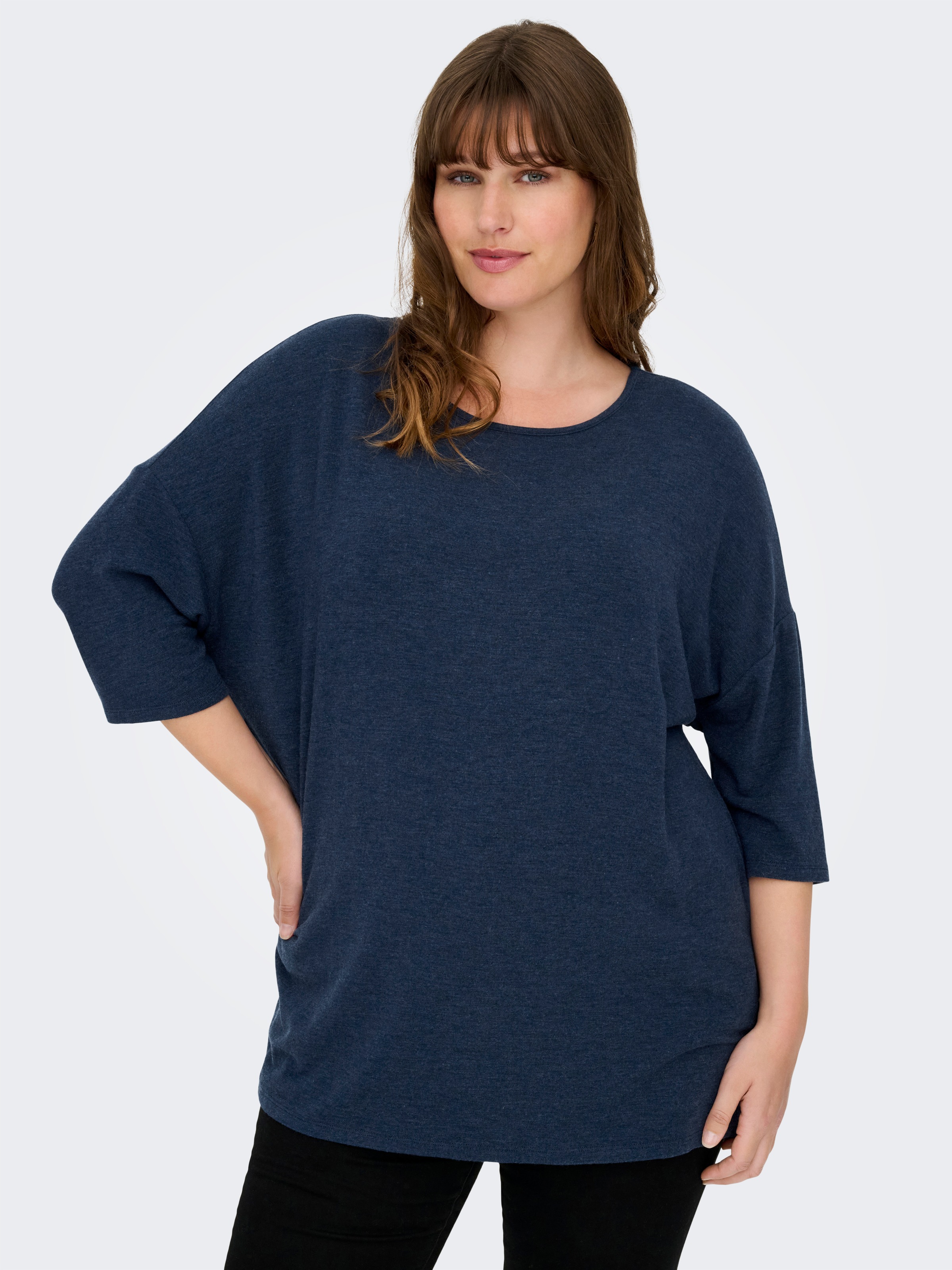 ONLY CARMAKOMA 3/4-Arm-Shirt "CARLAMOUR 3/4 TOP JRS NOOS" Materialmix, loos günstig online kaufen