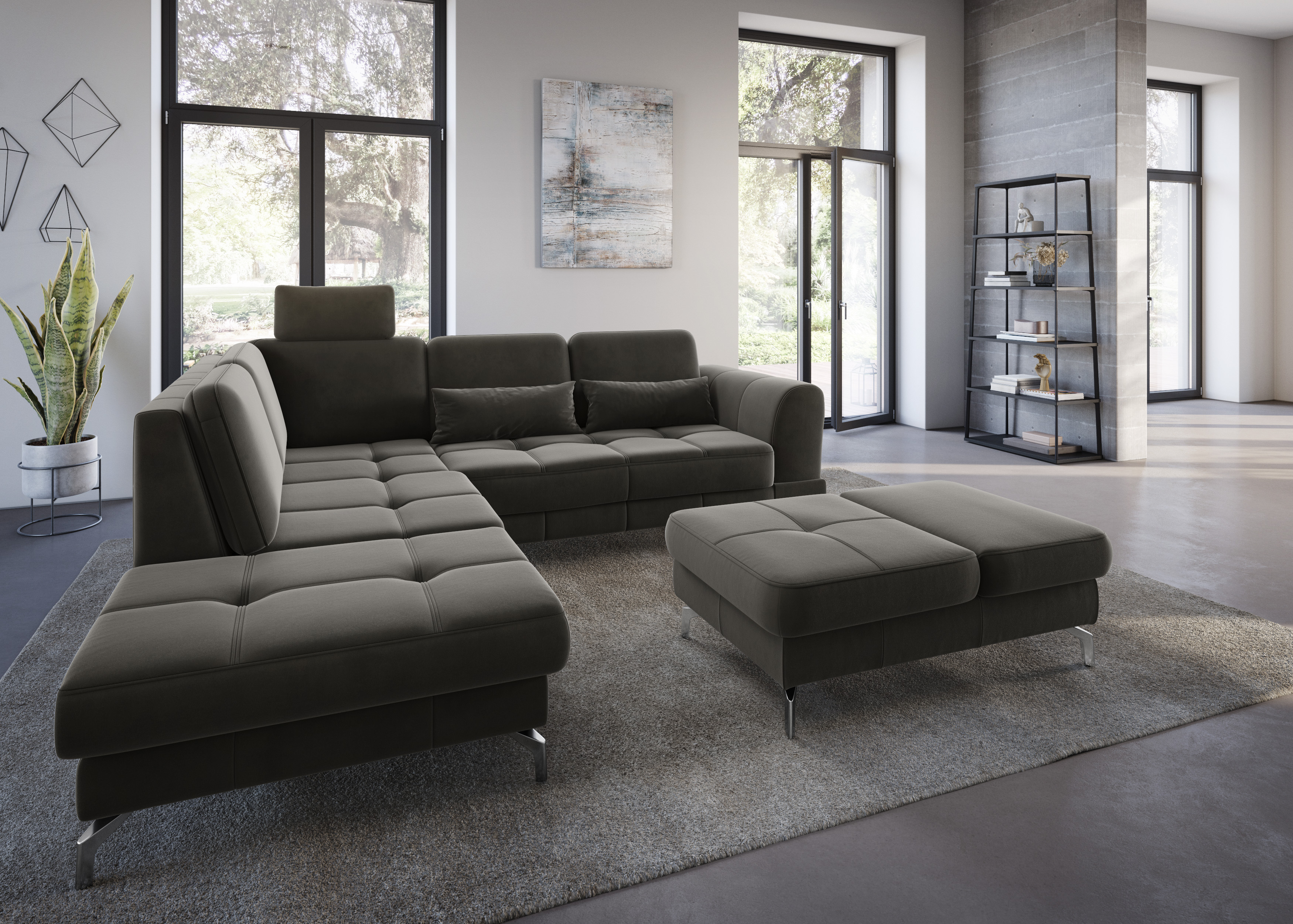 sit&more Ecksofa "Bendigo L-Form" inklusive Sitztiefenverstellung, Bodenfreiheit 12 cm, in 2 Fußfarben