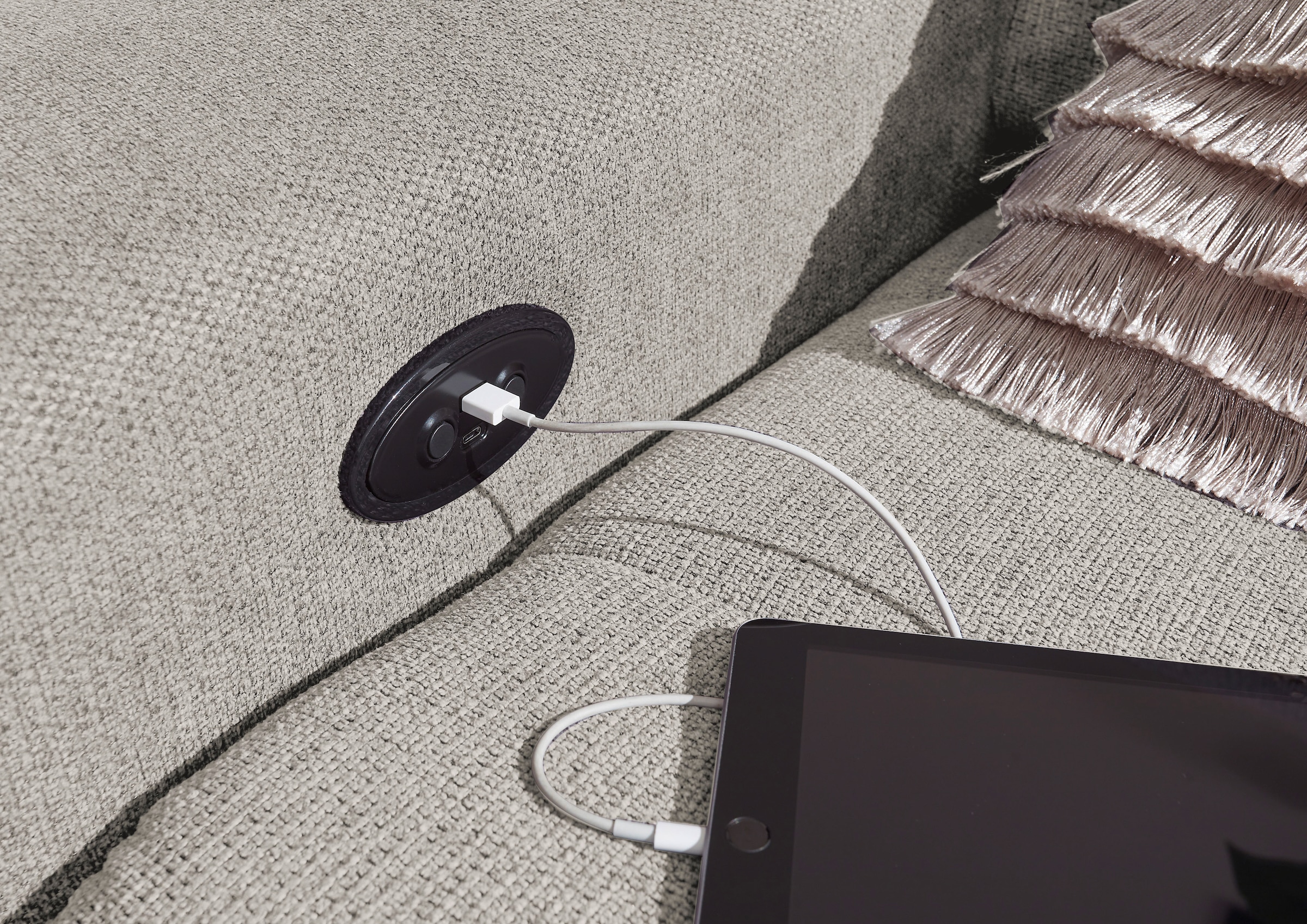 ED EXCITING DESIGN Ecksofa »Rockdale L-Form mit Bettfunktion, Bettkasten«, Kopfteilverstellung, Sitztiefenverstellung & USB-Port
