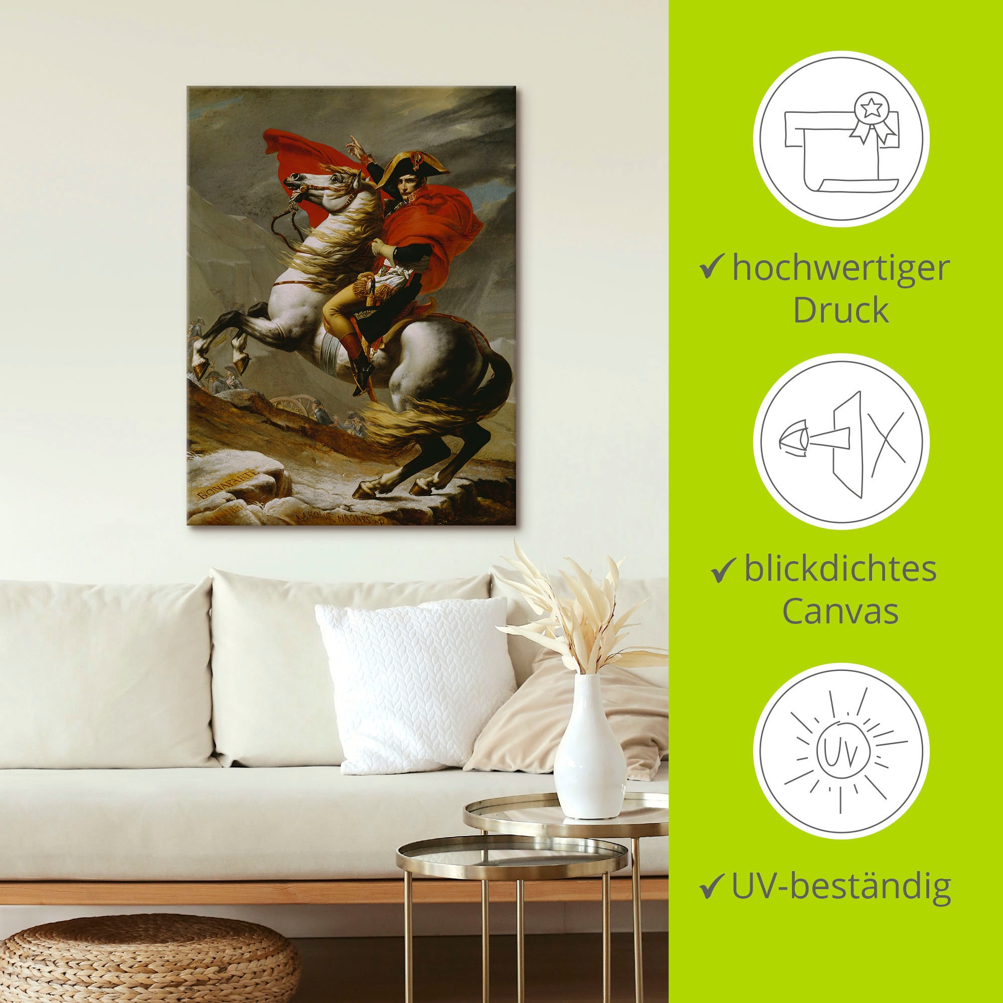 Artland Wandbild »Napoleon bei der Überquerung der Alpen.«, Menschen, (1 St.), als Leinwandbild, Poster in verschied. Größen