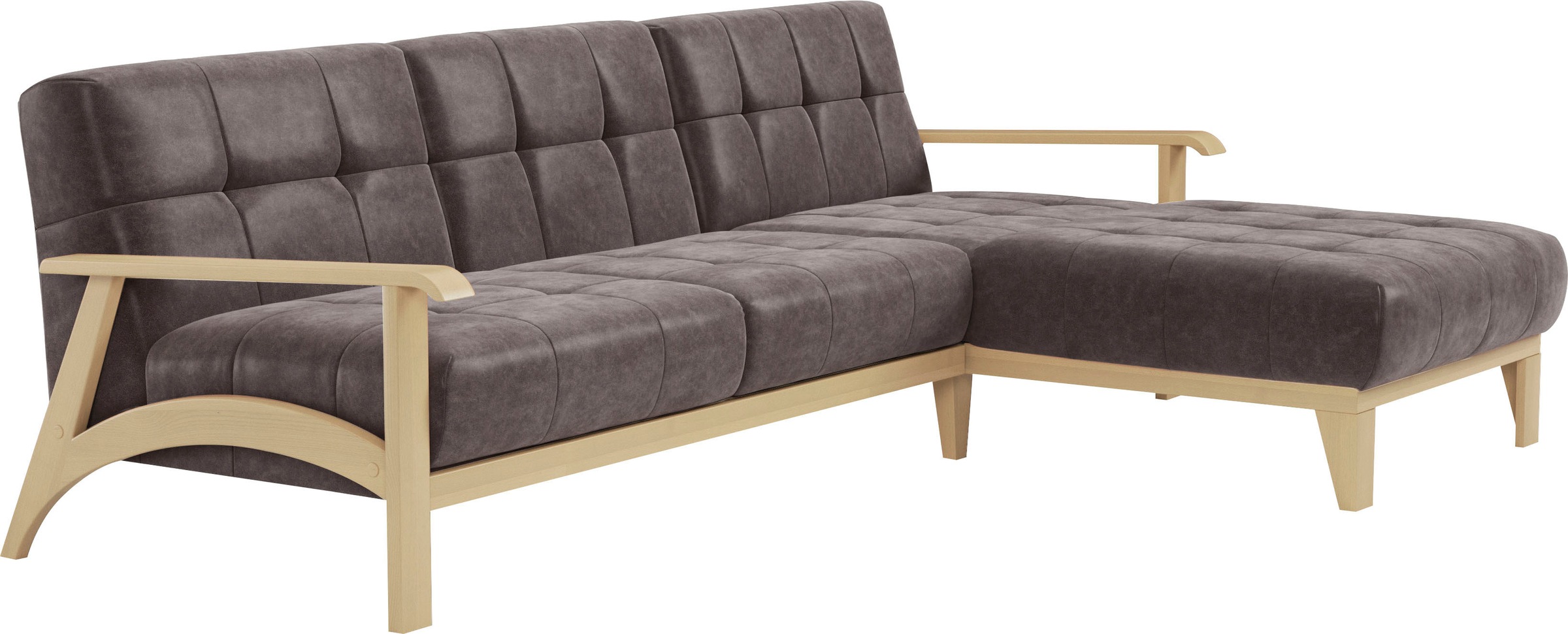 sit&more Ecksofa »Billund L-Form«, Armlehnen aus Buchenholz in natur, verschiedene Bezüge und Farben